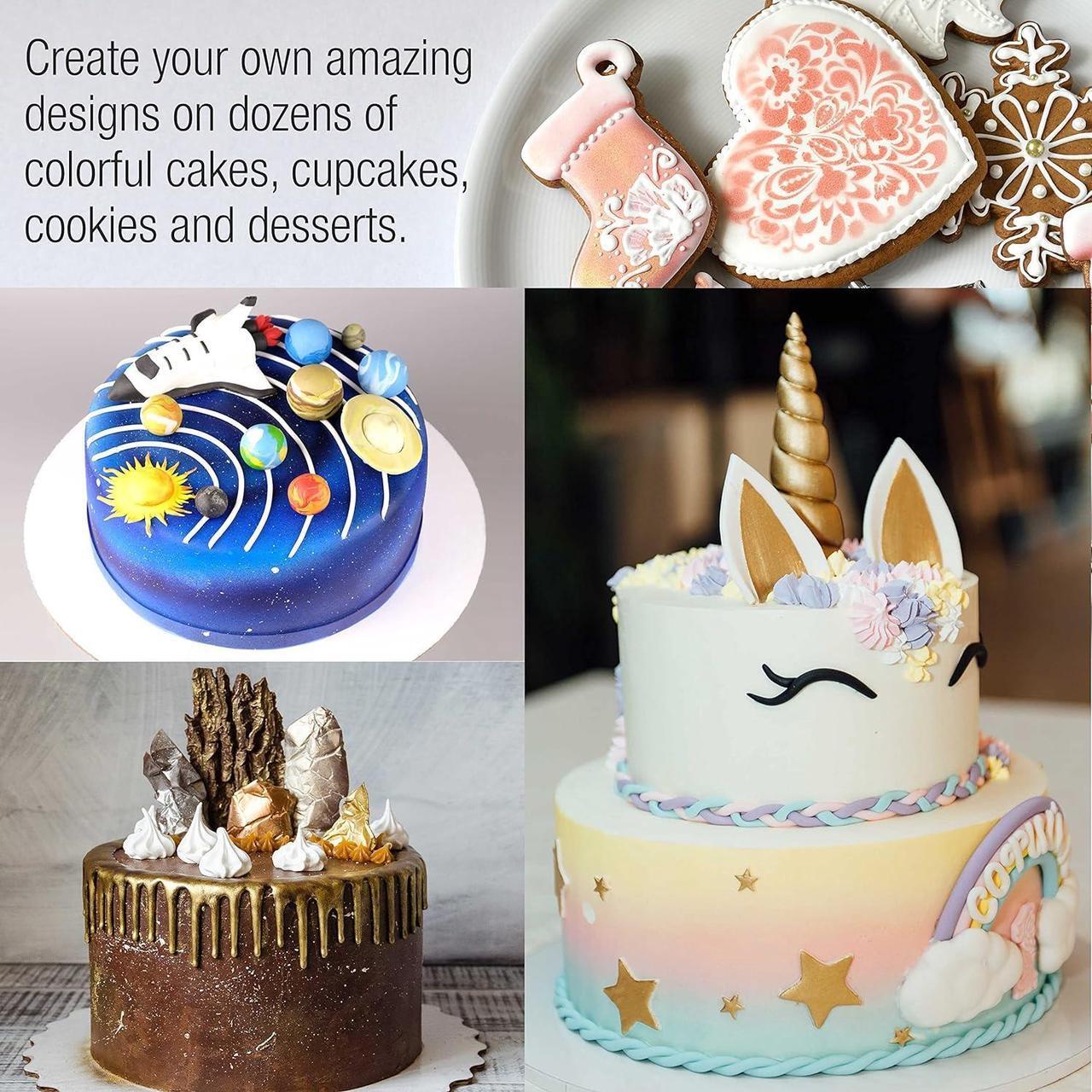 Alt view image 5 of 5 - Complete Cake Decorating Airbrush Kit with a Full Selection of 24 Vivid Airbrush Food Colors - Decorate Cakes, Cupcakes, Cookies & Desserts