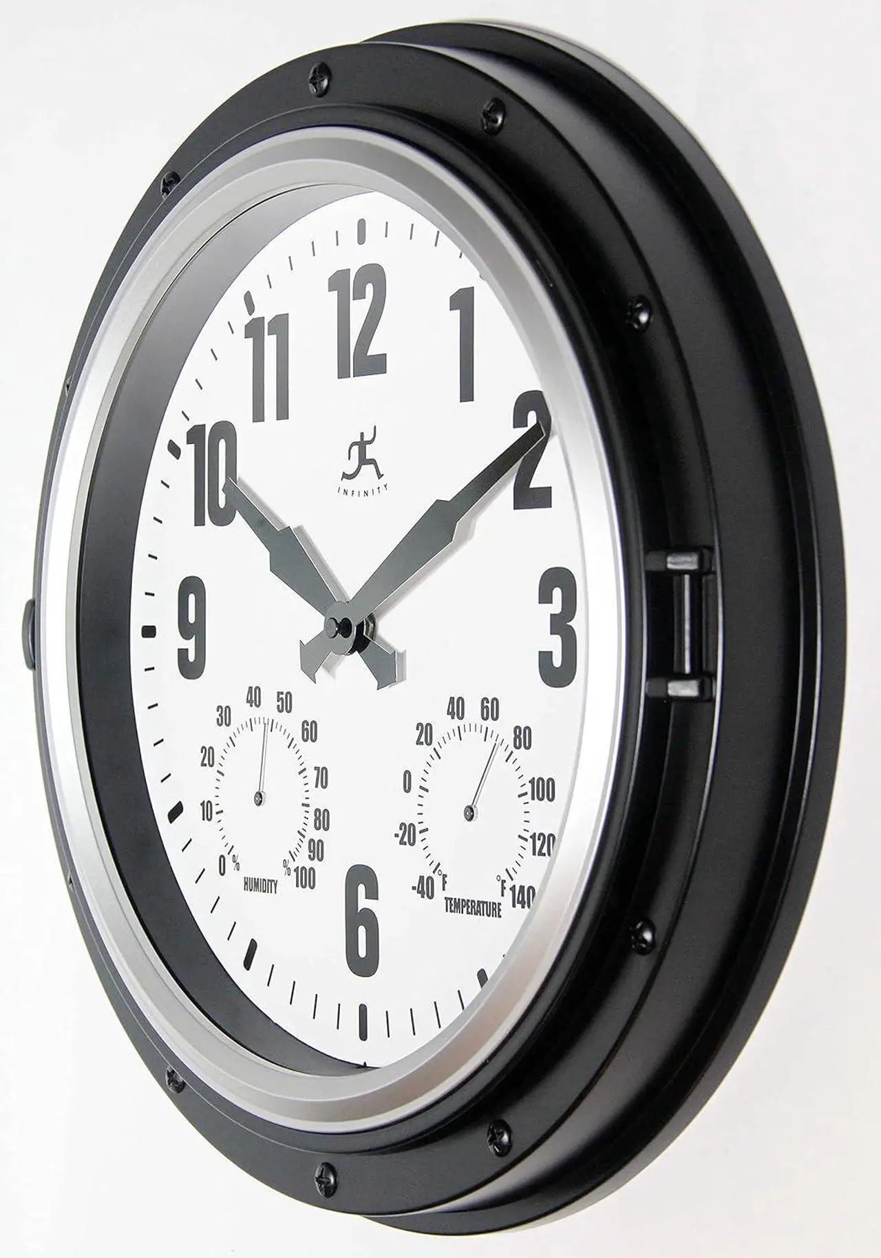 Alt view image 2 of 7 - Instruments Forecaster Indoor/Outdoor Wall Clock, Thermometer, Hygrometer Combo, Stylish Durable Waterproof Weather Station for Your Home, 16 Inch, Black