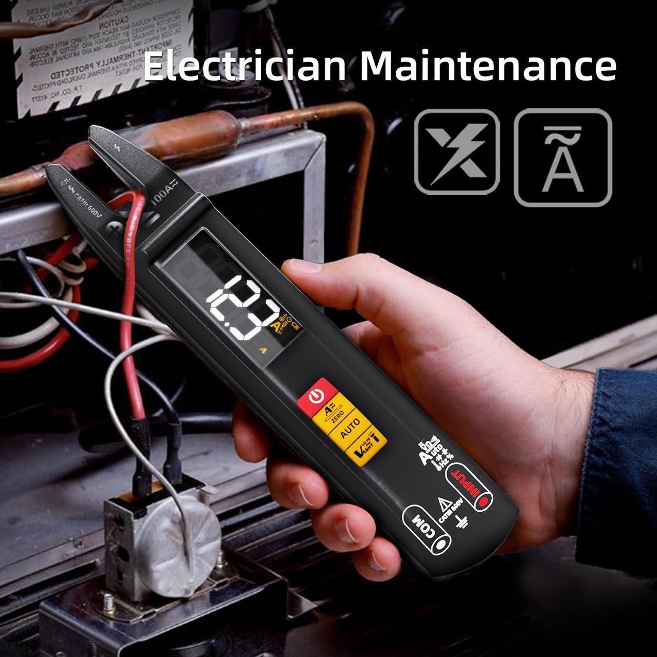 Alt view image 3 of 7 - Open Jaw Digital Multimeter DC AC Current Clamp Meter, Rechargeable with Smart Mode, Measures Capacitance Diode Duty Cycle Amp Resistance Hz Continuity V-Alert Live Check Environment Temperature