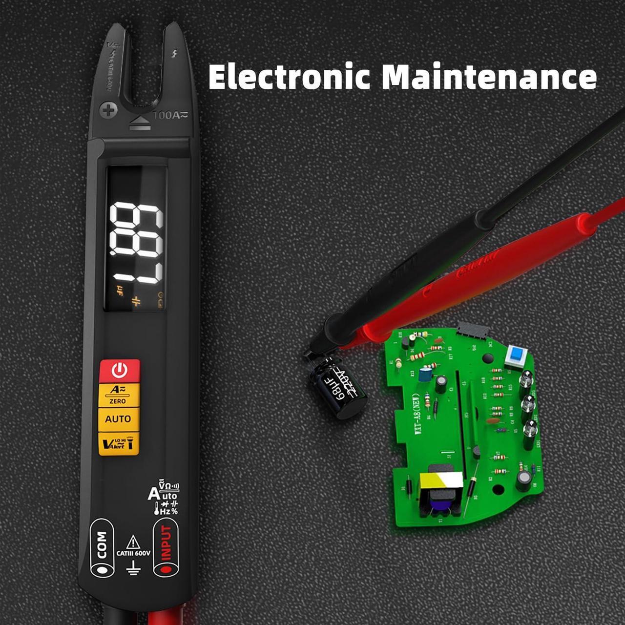 Alt view image 4 of 7 - Open Jaw Digital Multimeter DC AC Current Clamp Meter, Rechargeable with Smart Mode, Measures Capacitance Diode Duty Cycle Amp Resistance Hz Continuity V-Alert Live Check Environment Temperature