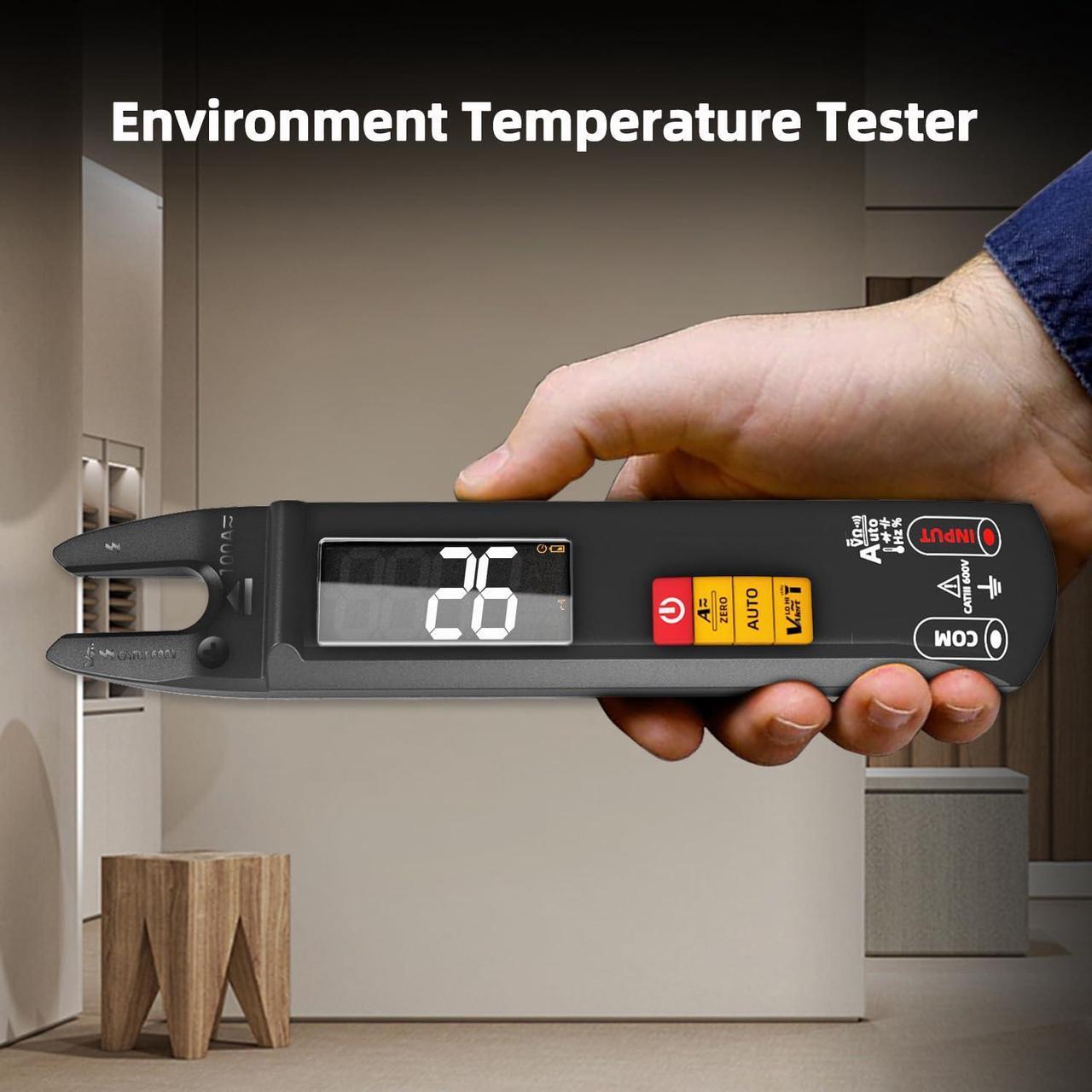 Alt view image 6 of 7 - Open Jaw Digital Multimeter DC AC Current Clamp Meter, Rechargeable with Smart Mode, Measures Capacitance Diode Duty Cycle Amp Resistance Hz Continuity V-Alert Live Check Environment Temperature