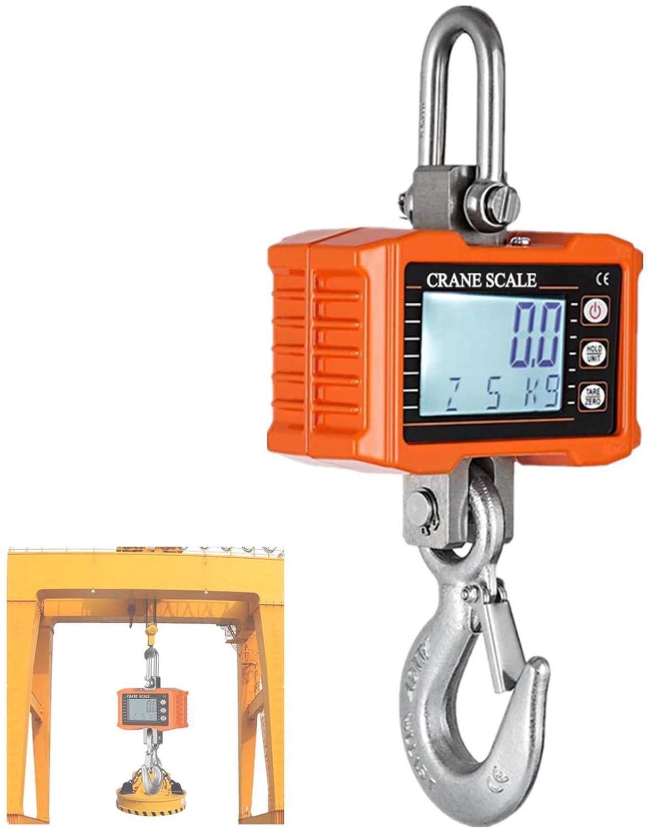 Main image of Digital Crane Scale 1000KG (2204lbs), Industrial Heavy Duty Crane Scale LCD Backlight with Unit Change/Data Hold/Tare/Zero for Construction Site Travel Market Fishing, Orange