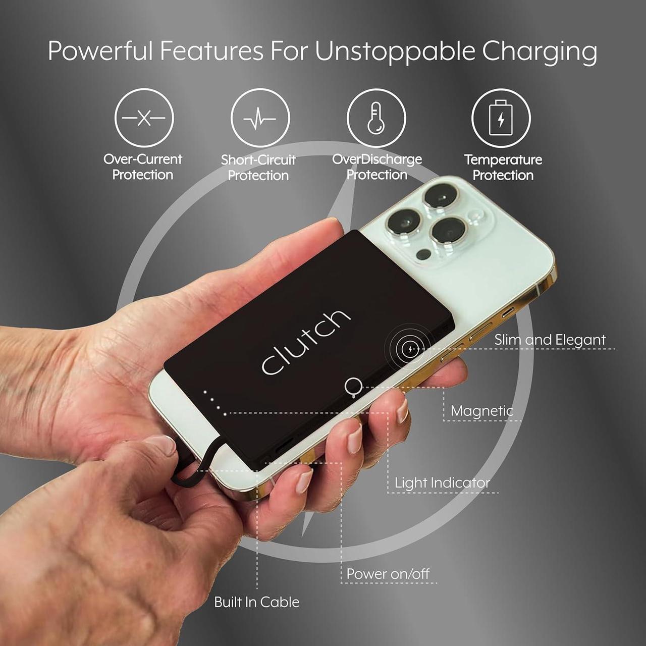 Alt view image 2 of 7 - USB-C Portable Charger - Compatible with iPhone 15, 16 & Android Devices - Power Bank Magnetic Battery - TSA Travel Approved - USB Rechargeable - Built-in Cable - 5000 mAh - 3.7oz - Black