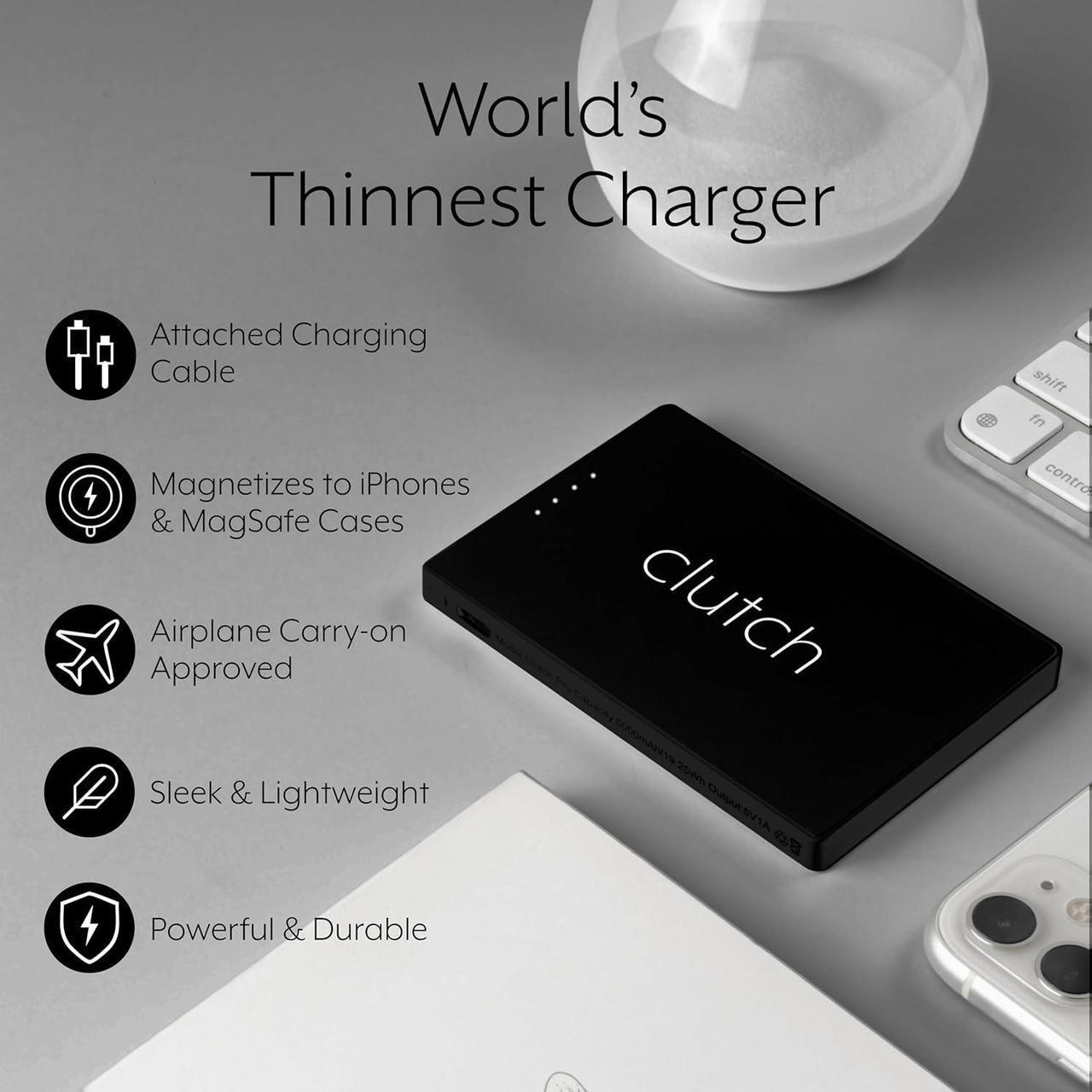 Alt view image 4 of 7 - USB-C Portable Charger - Compatible with iPhone 15, 16 & Android Devices - Power Bank Magnetic Battery - TSA Travel Approved - USB Rechargeable - Built-in Cable - 5000 mAh - 3.7oz - Black