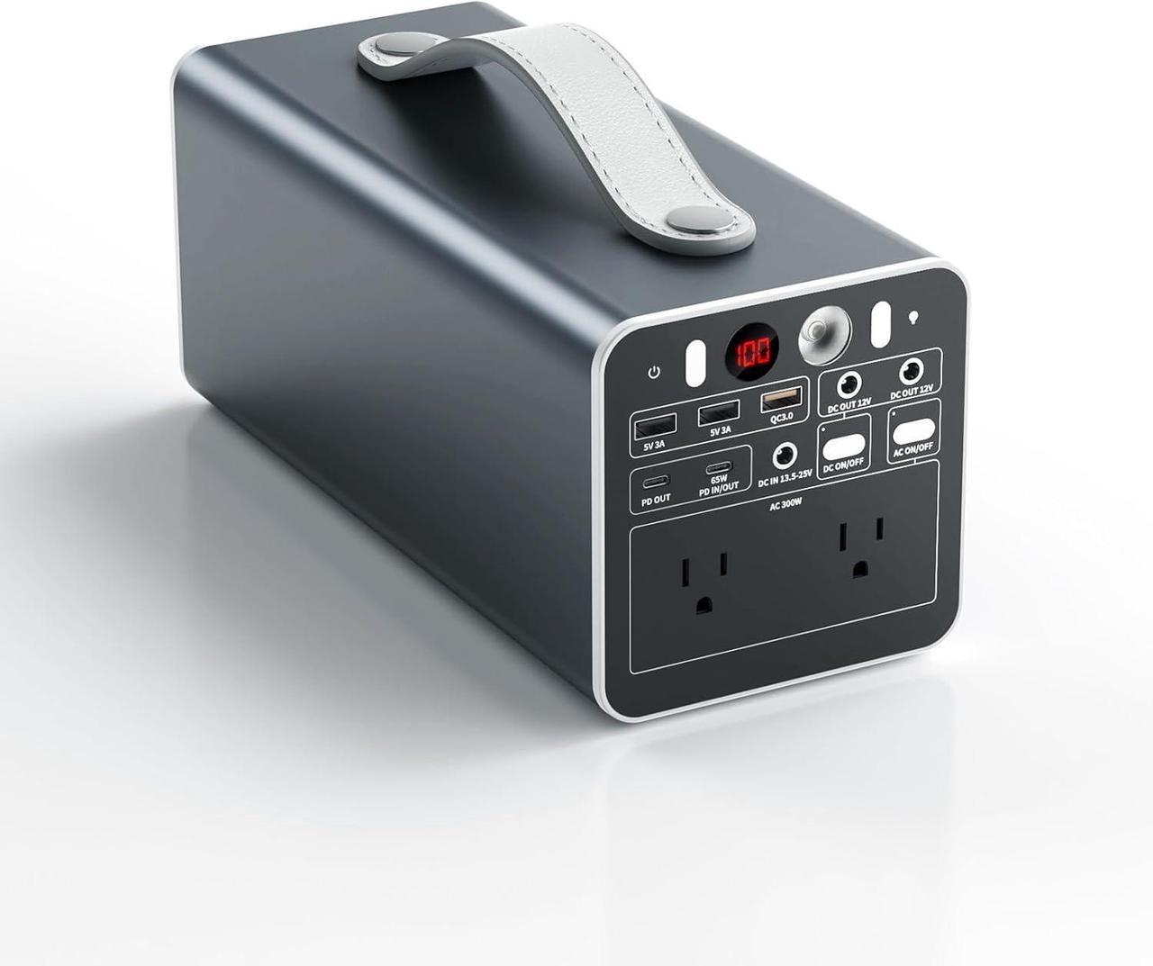 Main image of 300W Portable Power Station, 299.7Wh Power Bank with AC Outlet, Dual Way 65W PD/USB-C Port, Laptop Charger Battery Pack Power Supply, Solar Generator for Camping Home Emergency