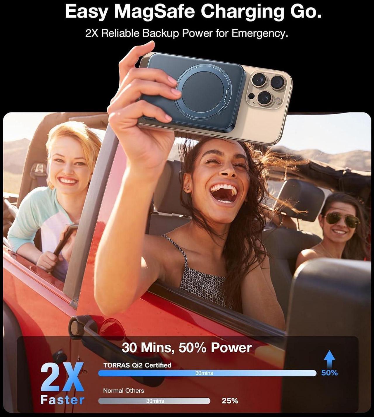 Alt view image 4 of 7 - 10,000mAh Qi2 Certified 15W Fast MagSafe-Compatible Portable Charger with USB-C Cable In/Out 20W Wired Charging Power Bank with Stand, Magnetic Battery Pack for iPhone16/15/14/13/12 Pro/Pro Max