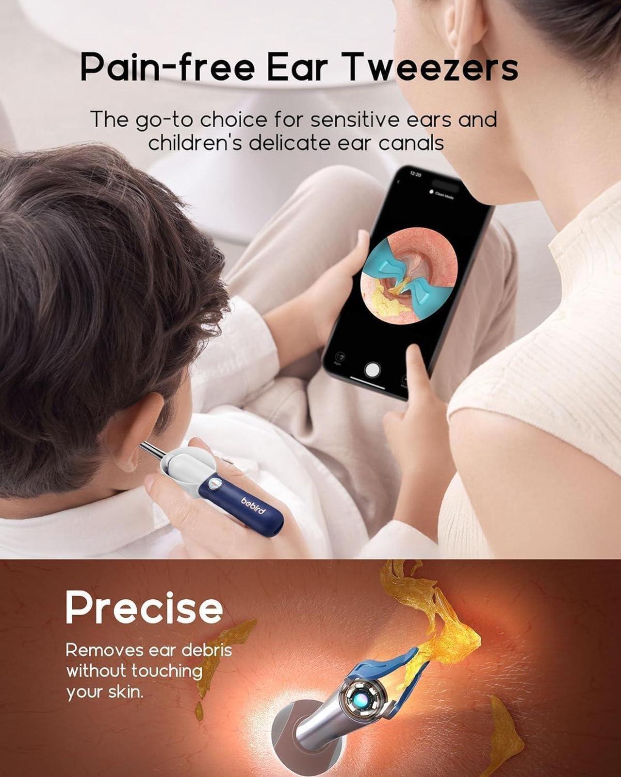 Alt view image 4 of 7 - Earsight Plus Ear Wax Removal Tool Camera, Ear Cleaner with Flexible Wireless Ear Camera Otoscope, Painless Visual Ear Pick Tweezers Wax Remover, Portable Ear Cleaning Kit for Adults/Kids, Blue