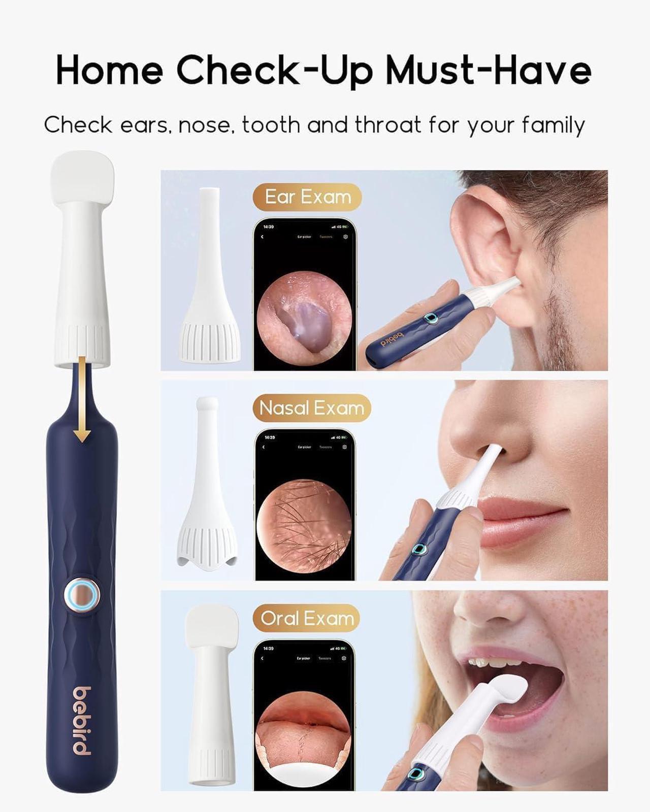 Alt view image 6 of 7 - Earsight Plus Ear Wax Removal Tool Camera, Ear Cleaner with Flexible Wireless Ear Camera Otoscope, Painless Visual Ear Pick Tweezers Wax Remover, Portable Ear Cleaning Kit for Adults/Kids, Blue