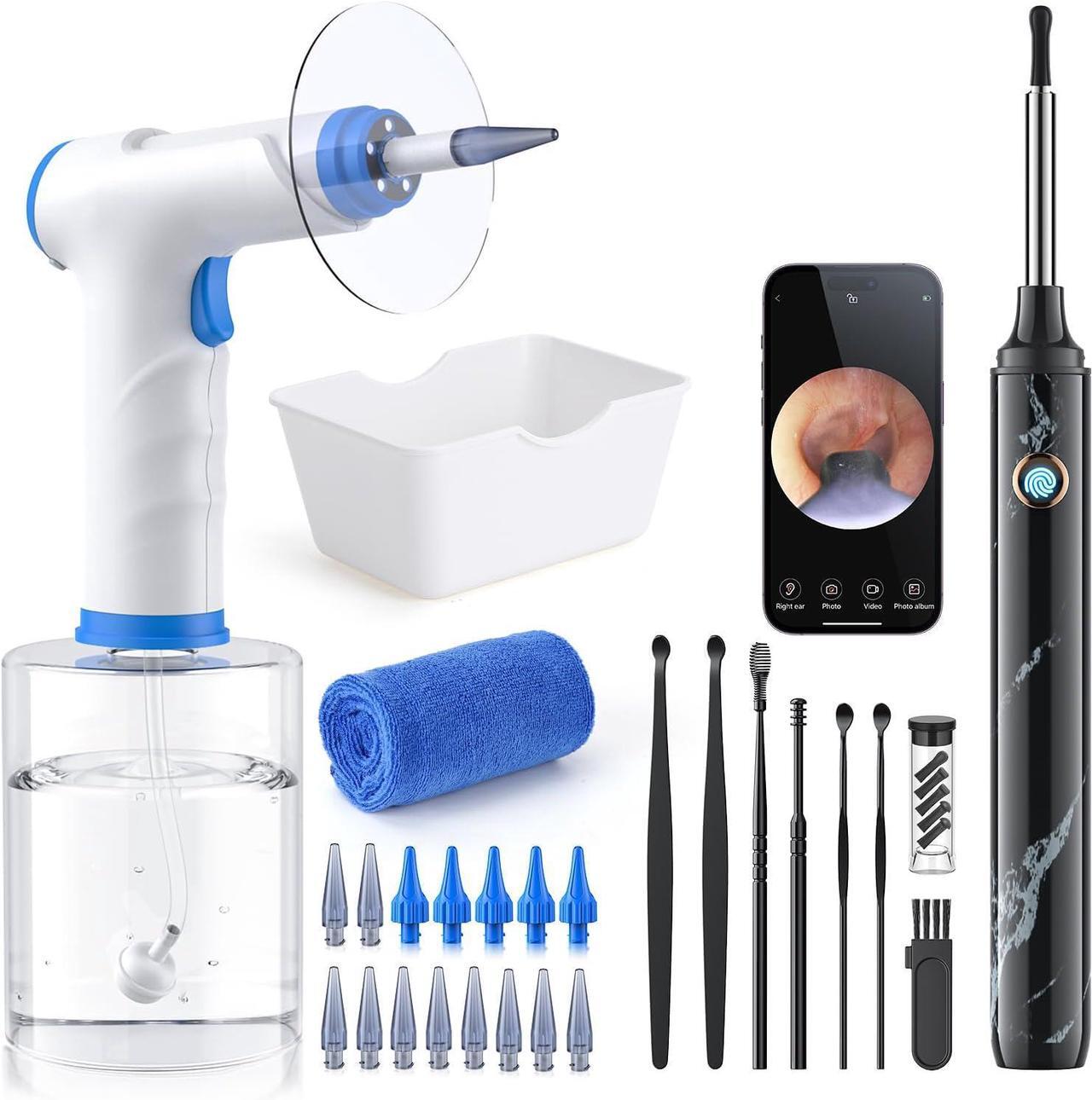 Main image of Electric Ear Irrigation Kit with 4 Pressure Modes, Ear Cleaner with Camera, 1080P Otoscope, Ear Cleaning Tool with 7-Piece Set, Earwax Removal Kit for Daily Cleaning