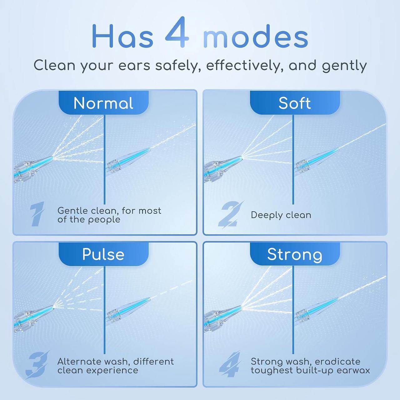Alt view image 4 of 7 - Electric Ear Irrigation Kit with 4 Pressure Modes, Ear Cleaner with Camera, 1080P Otoscope, Ear Cleaning Tool with 7-Piece Set, Earwax Removal Kit for Daily Cleaning