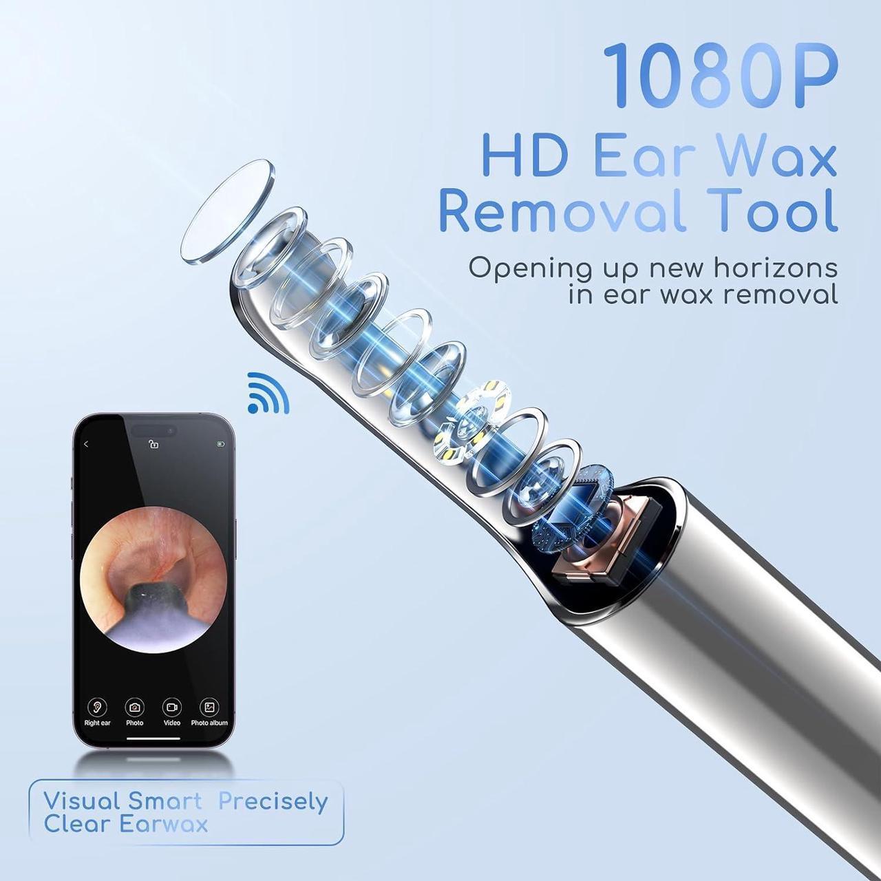 Alt view image 7 of 7 - Electric Ear Irrigation Kit with 4 Pressure Modes, Ear Cleaner with Camera, 1080P Otoscope, Ear Cleaning Tool with 7-Piece Set, Earwax Removal Kit for Daily Cleaning