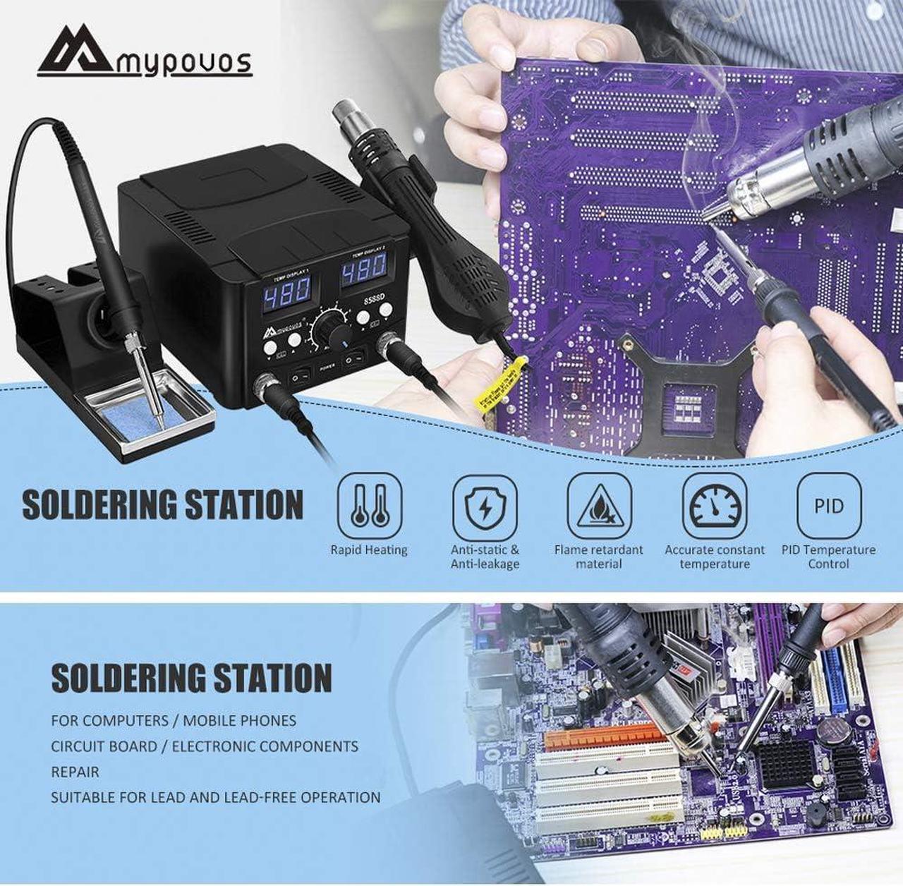 Alt view image 2 of 7 - 2 IN 1 750W LED Digital Soldering Station Hot Air Gun Rework Station Electric Soldering Iron For Phone PCB IC SMD BGA Welding SET 110V (8588D SET1)