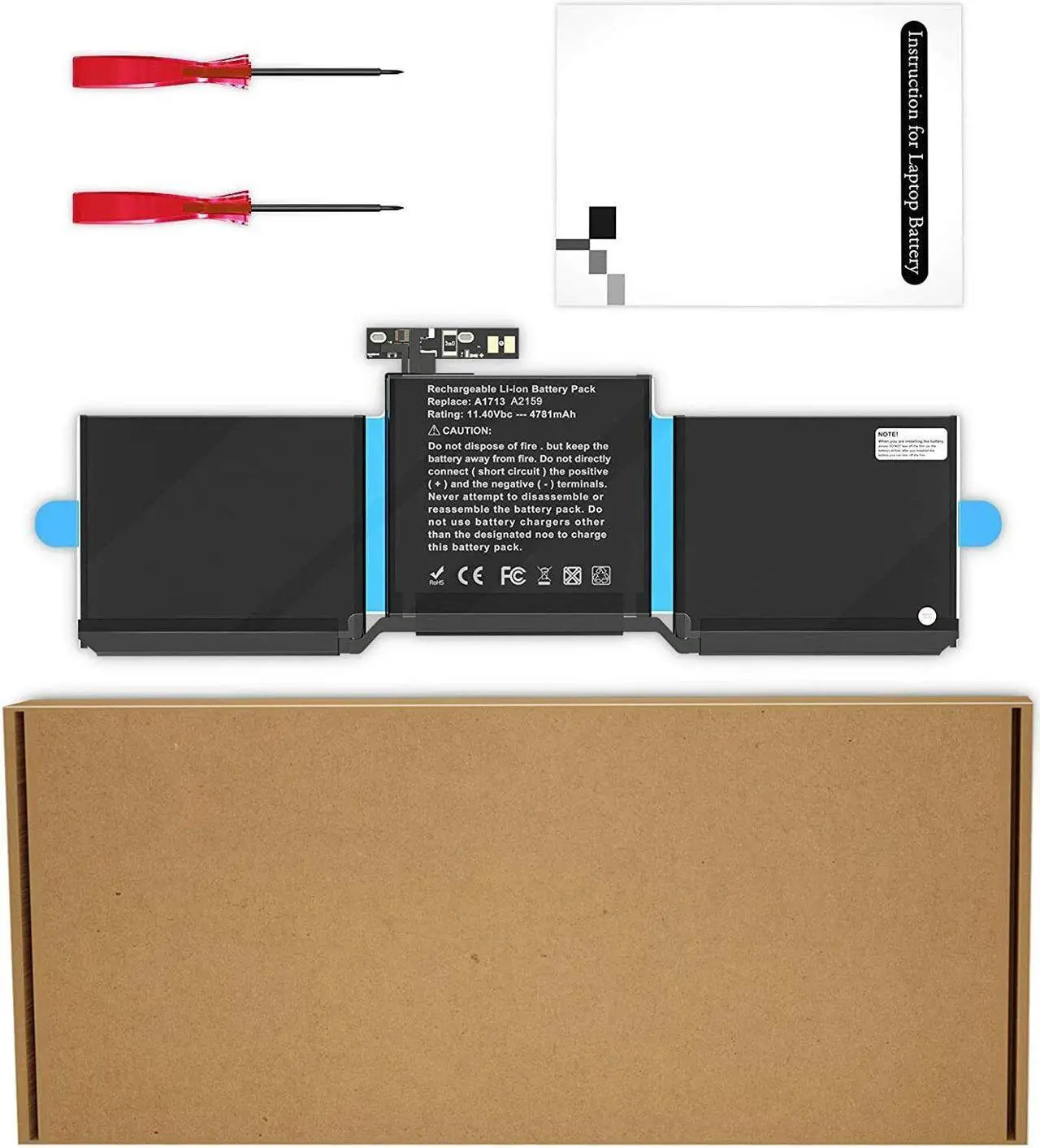 Main image of A1713 Battery for MacBook Pro 13" A1708 Late 2016 2017 EMC 2978 3164