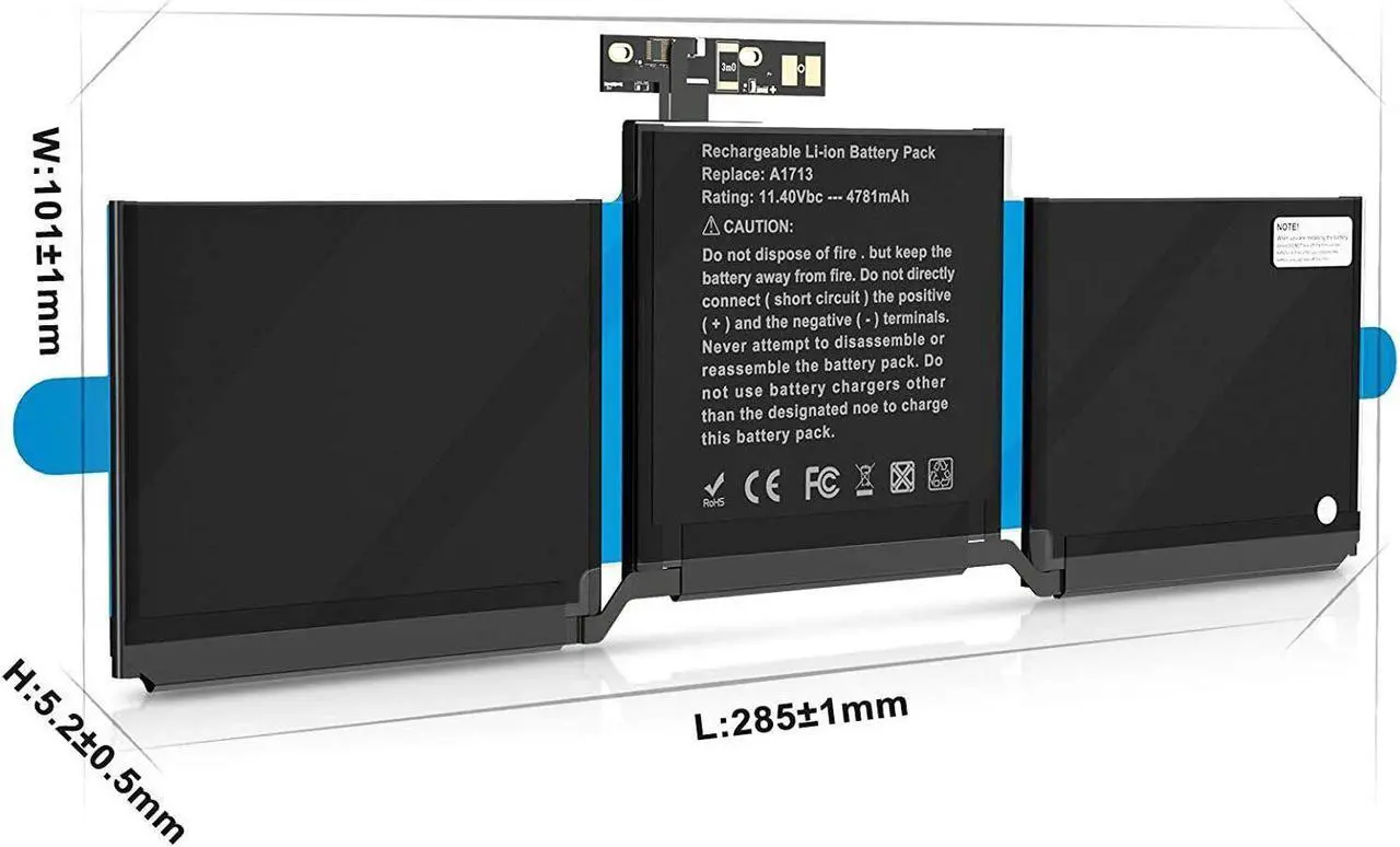 Alt view image 7 of 7 - A1713 Battery For MacBook Pro 13'' A1708 Late 2016 Mid 2017 USA