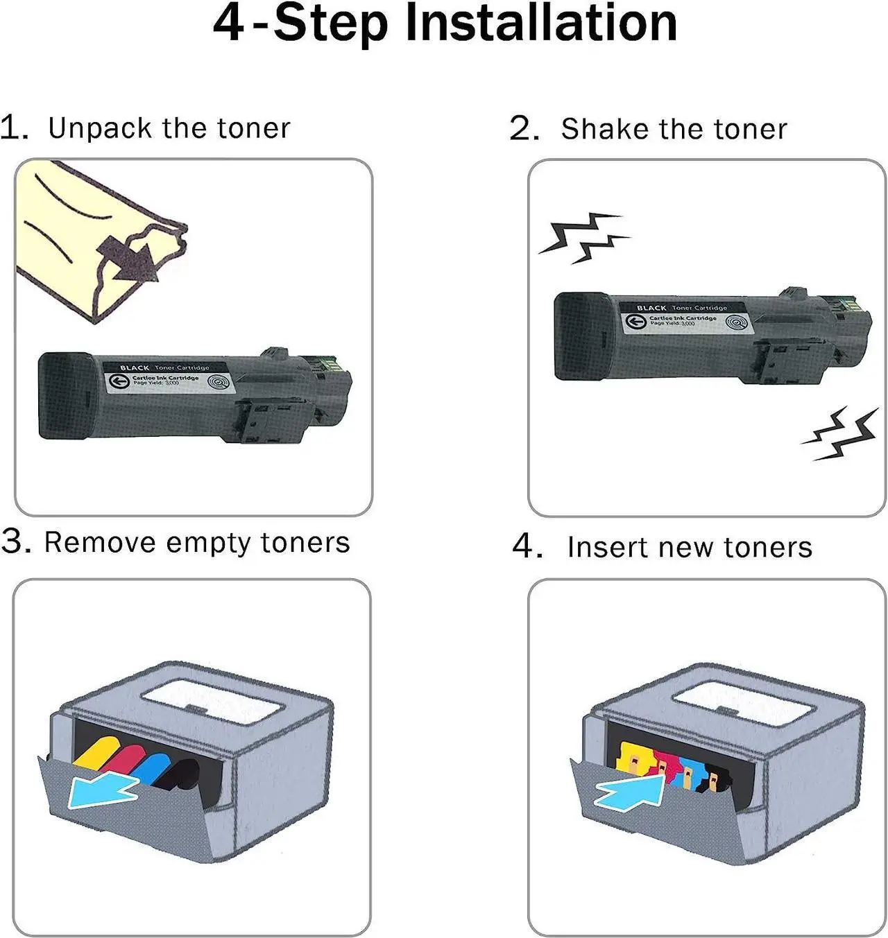 Alt view image 5 of 7 - Limeink Compatible Toner Cartridge Replacement for Dell H625cdw Toner H825cdw for Dell Toner S2825cdn High Yield Laser Toner Cartridges For H625 H825 s2825 Ink 5 Pack 2 Black 1 Cyan 1 Yellow 1 Magenta