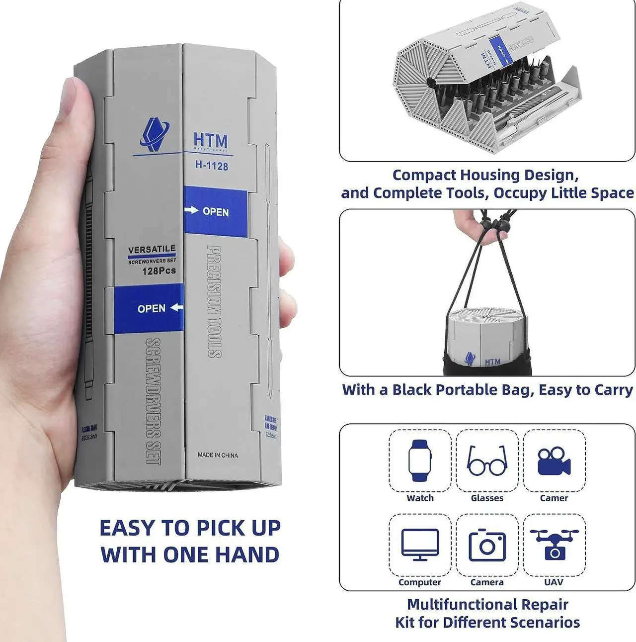 Alt view image 2 of 6 - 128-Piece Precision Magnetic Screwdriver Set with Collapse Case,120Bits Phillips Flathead Torx T5 T6 T8 T9, Triwing Y00, etc, Tool Kit for Computer, Laptop iPhone, Nintendo, Electronic, Pc