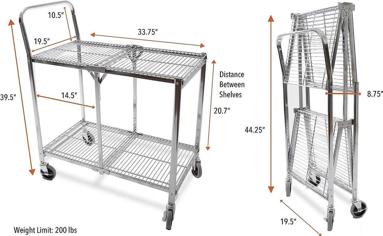Alt view image 6 of 6 - Original Tubstr | Collapsible Wire Cart | 2 Shelf Wire Utility Cart Provides Convenient Transport | Holds 200 Pounds and Folds Up for Storage | Commercial Grade