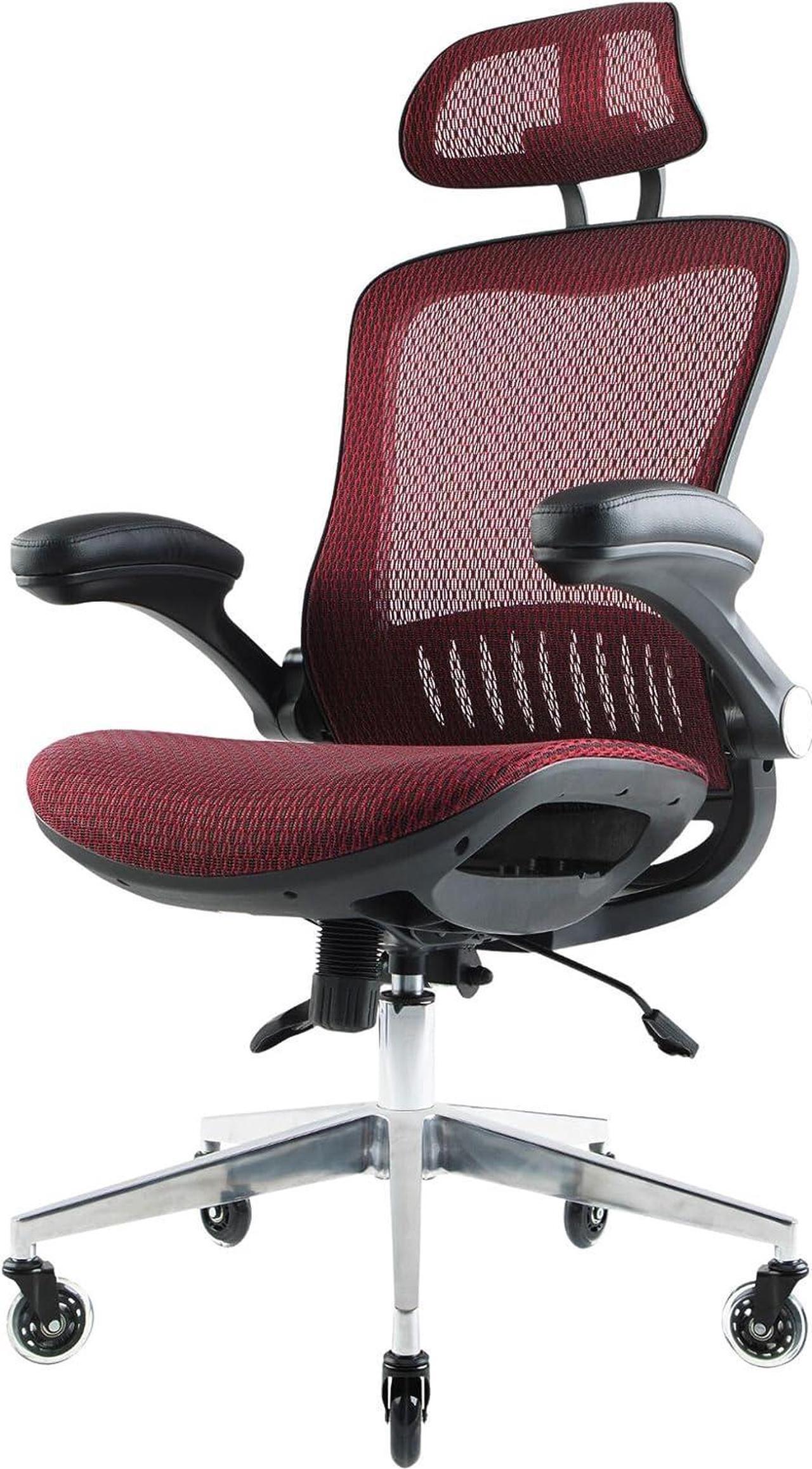 Main image of ErgoFlip Mesh Computer Chair - Burgundy Rolling Desk Chair with Retractable Armrest and Blade Wheels Ergonomic Office Chair, Desk Chairs, Executive Swivel Chair/High Spec Base
