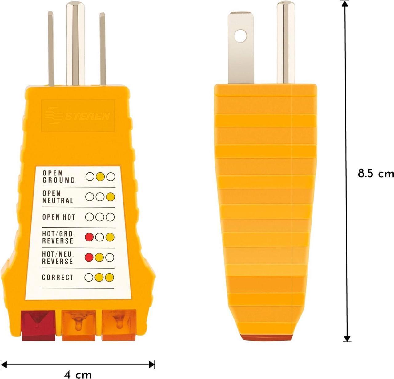 Alt view image 4 of 5 - HER- 258, 110-125 Volt AC 3 Prong Receptacle Wall Outlet Circuit Tester with Indicator Lights for Households, Homeowners, Wall Plugs, Outlets, DIY, Broken Circuits, and Fuses