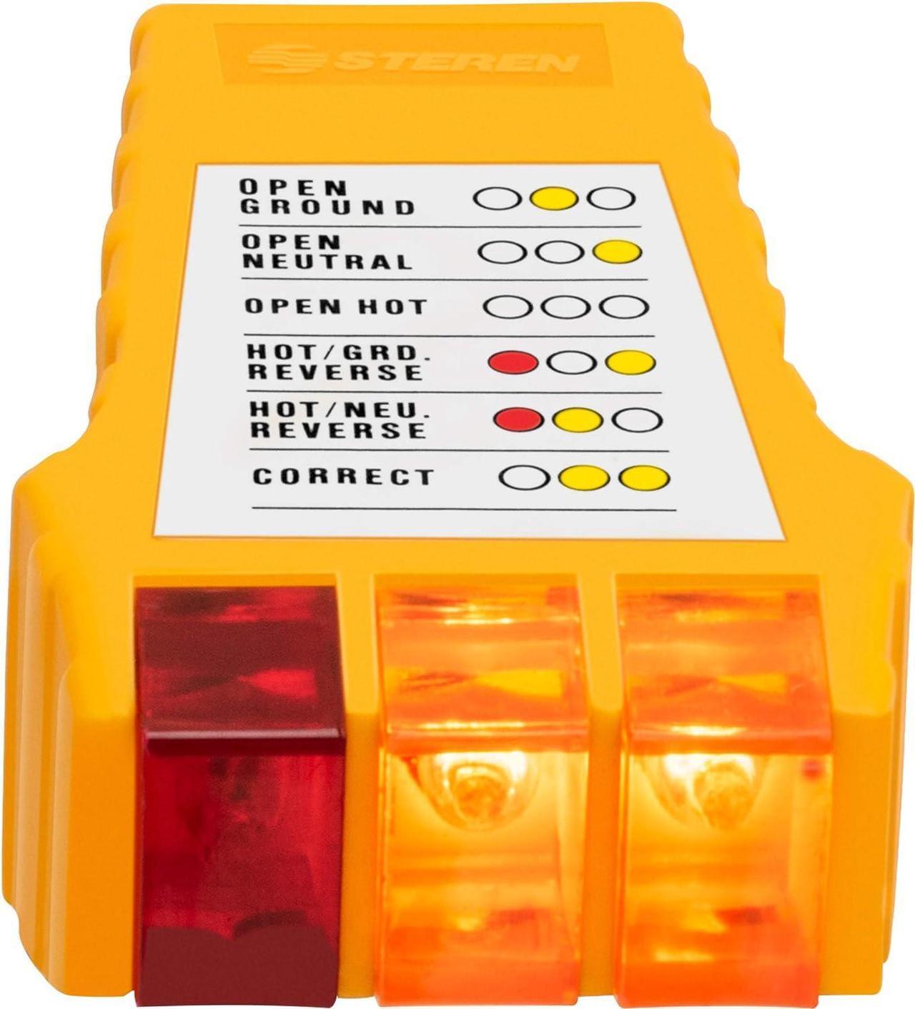Alt view image 5 of 5 - HER- 258, 110-125 Volt AC 3 Prong Receptacle Wall Outlet Circuit Tester with Indicator Lights for Households, Homeowners, Wall Plugs, Outlets, DIY, Broken Circuits, and Fuses