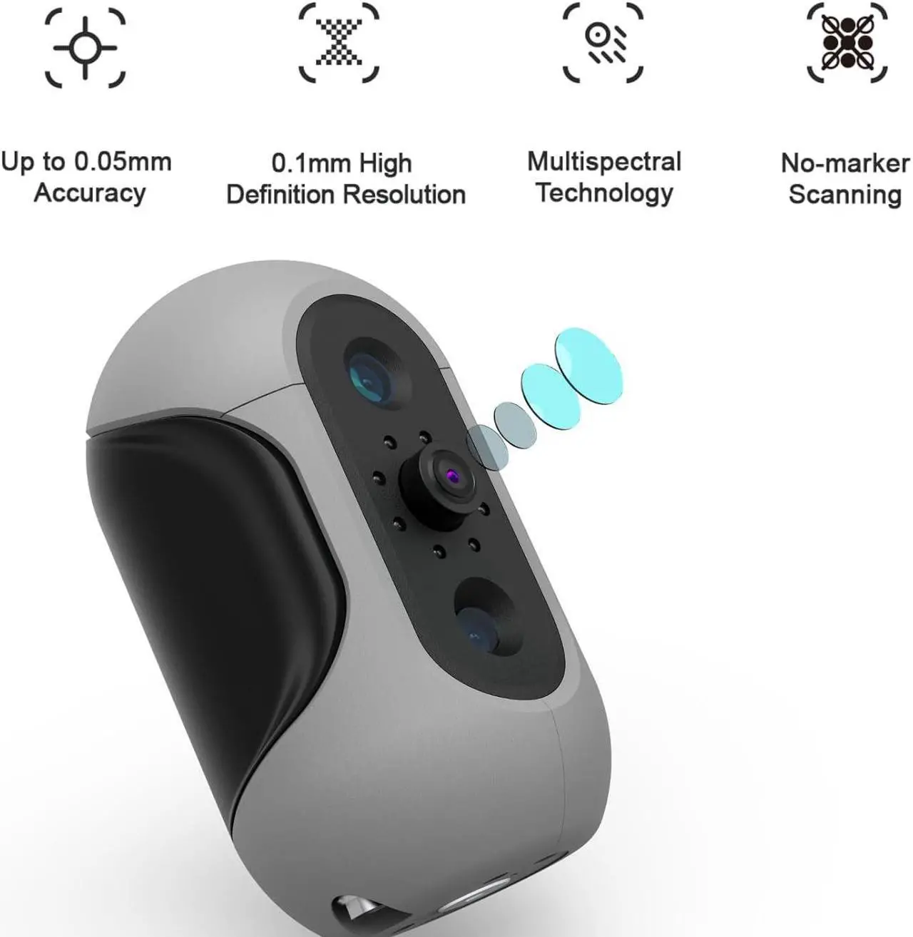 Alt view image 4 of 7 - 3DMakerpro Mole 3D Scanner for 3D Printing and Modeling, 0.05mm Accuracy 10 Fps Scan Speed, Turntable and Handheld Scan Modes for Face and Body Scanning, Compatible with Win10/MasOS, Premium Package