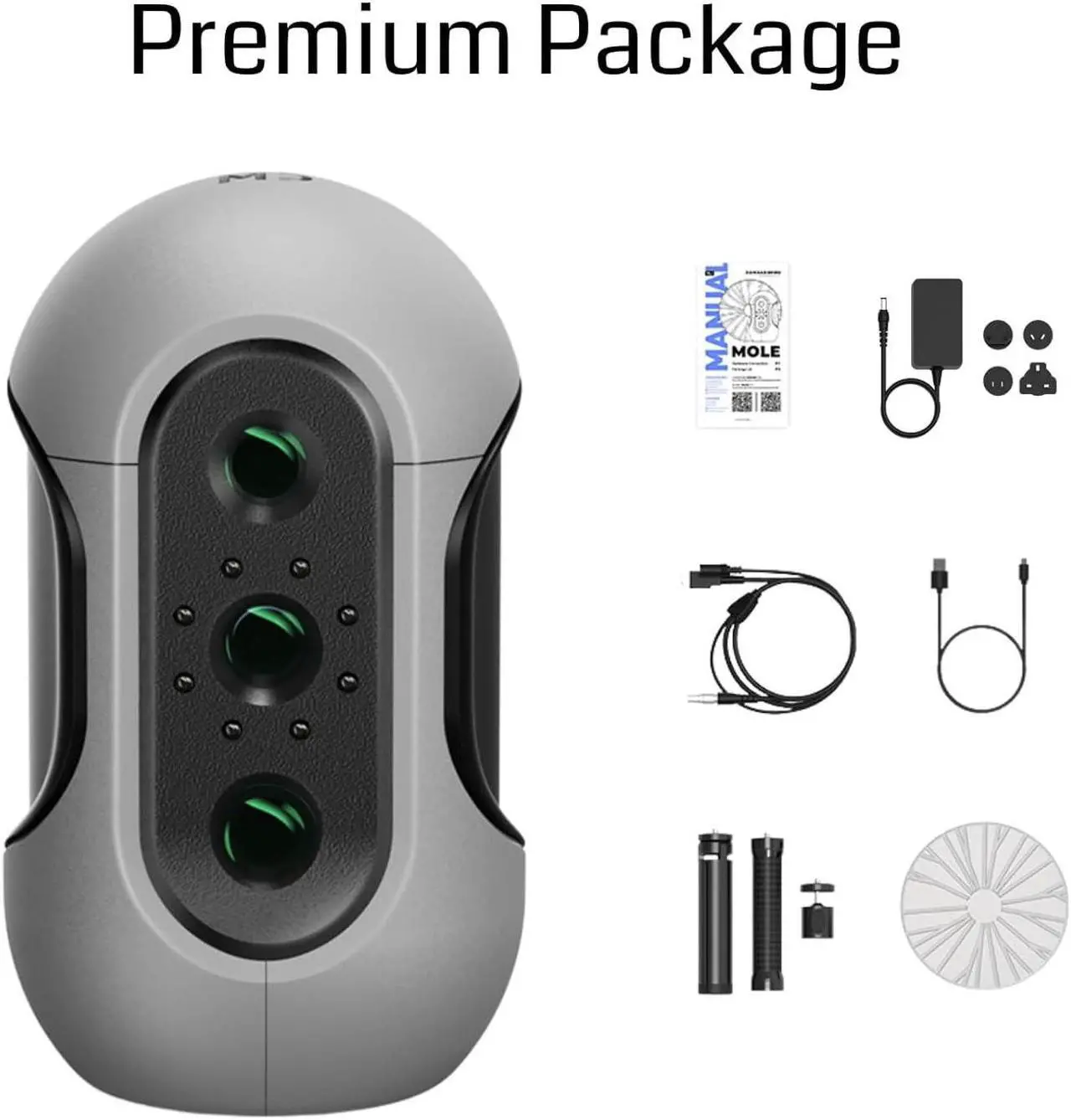 Alt view image 3 of 7 - 3DMakerpro Mole 3D Scanner for 3D Printing and Modeling, 0.05mm Accuracy 10 Fps Scan Speed, Turntable and Handheld Scan Modes for Face and Body Scanning, Compatible with Win10/MasOS, Premium Package