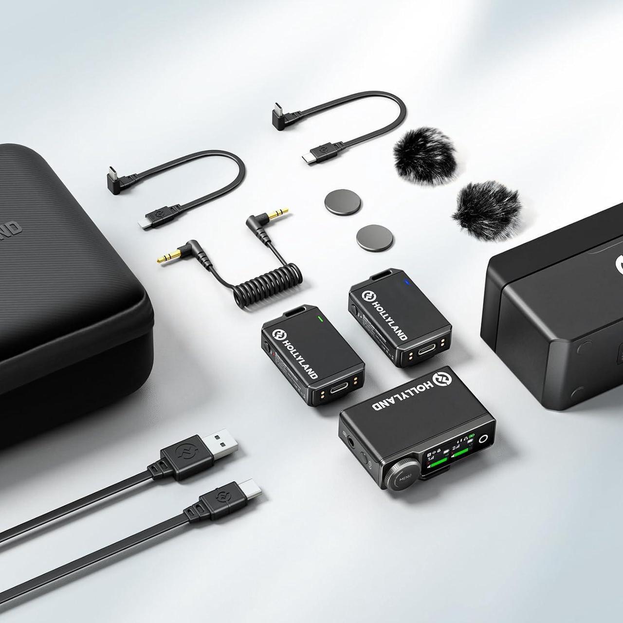 Alt view image 2 of 7 - Wireless Lavalier Microphone System with Professional ENC, Studio Quality Audio, 22H Duration, 820ft(250m) Range, Compatible with DSLR Camera, iPhone, Android, PC-Black
