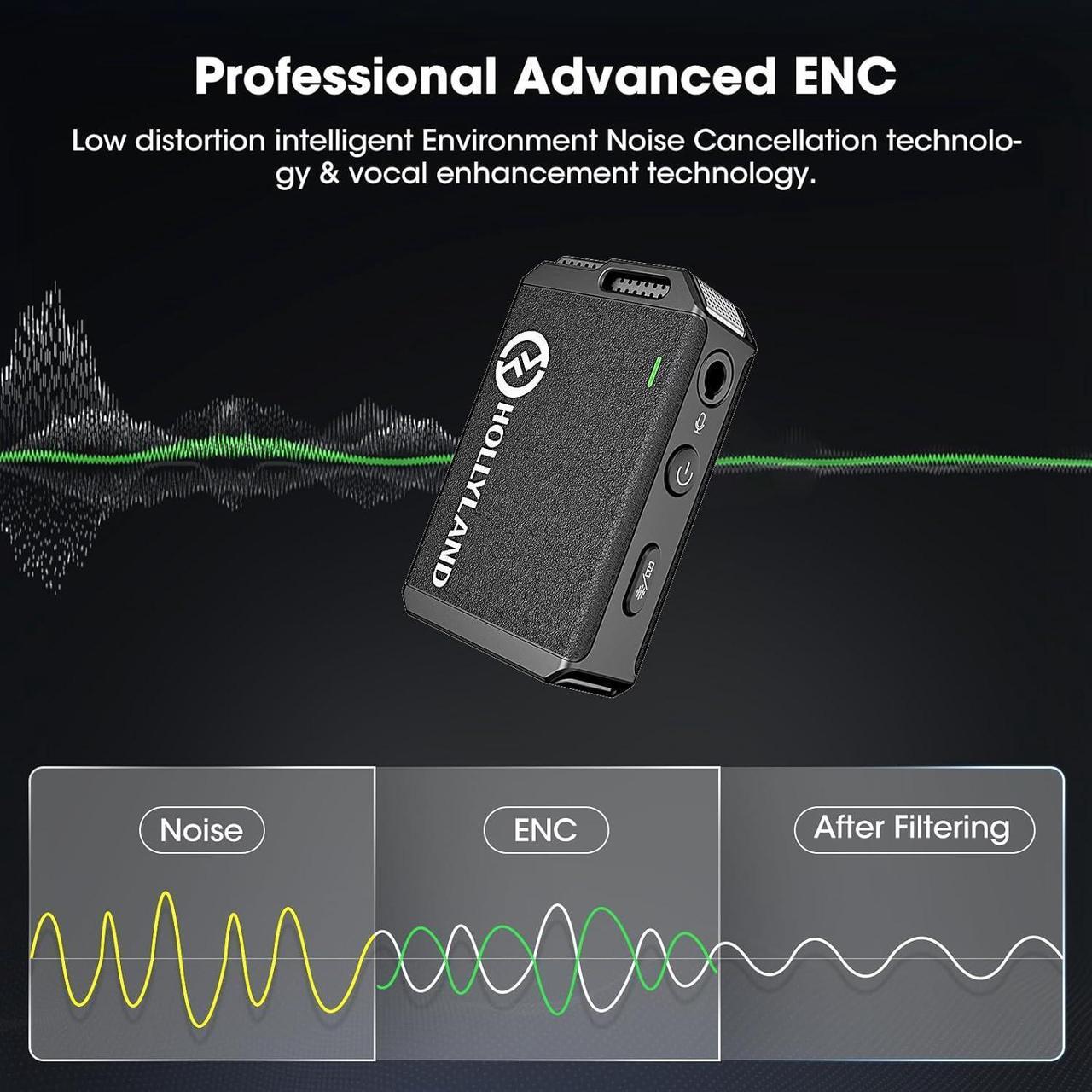 Alt view image 5 of 7 - Wireless Lavalier Microphone System with Professional ENC, Studio Quality Audio, 22H Duration, 820ft(250m) Range, Compatible with DSLR Camera, iPhone, Android, PC-Black
