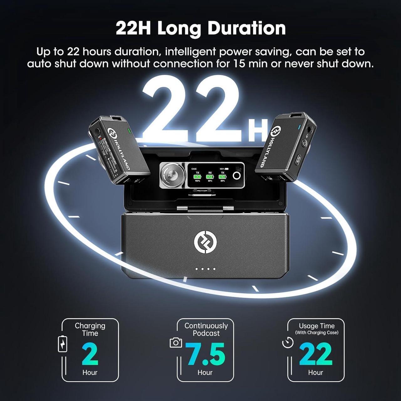Alt view image 3 of 7 - Wireless Lavalier Microphone System with Professional ENC, Studio Quality Audio, 22H Duration, 820ft(250m) Range, Compatible with DSLR Camera, iPhone, Android, PC-Black