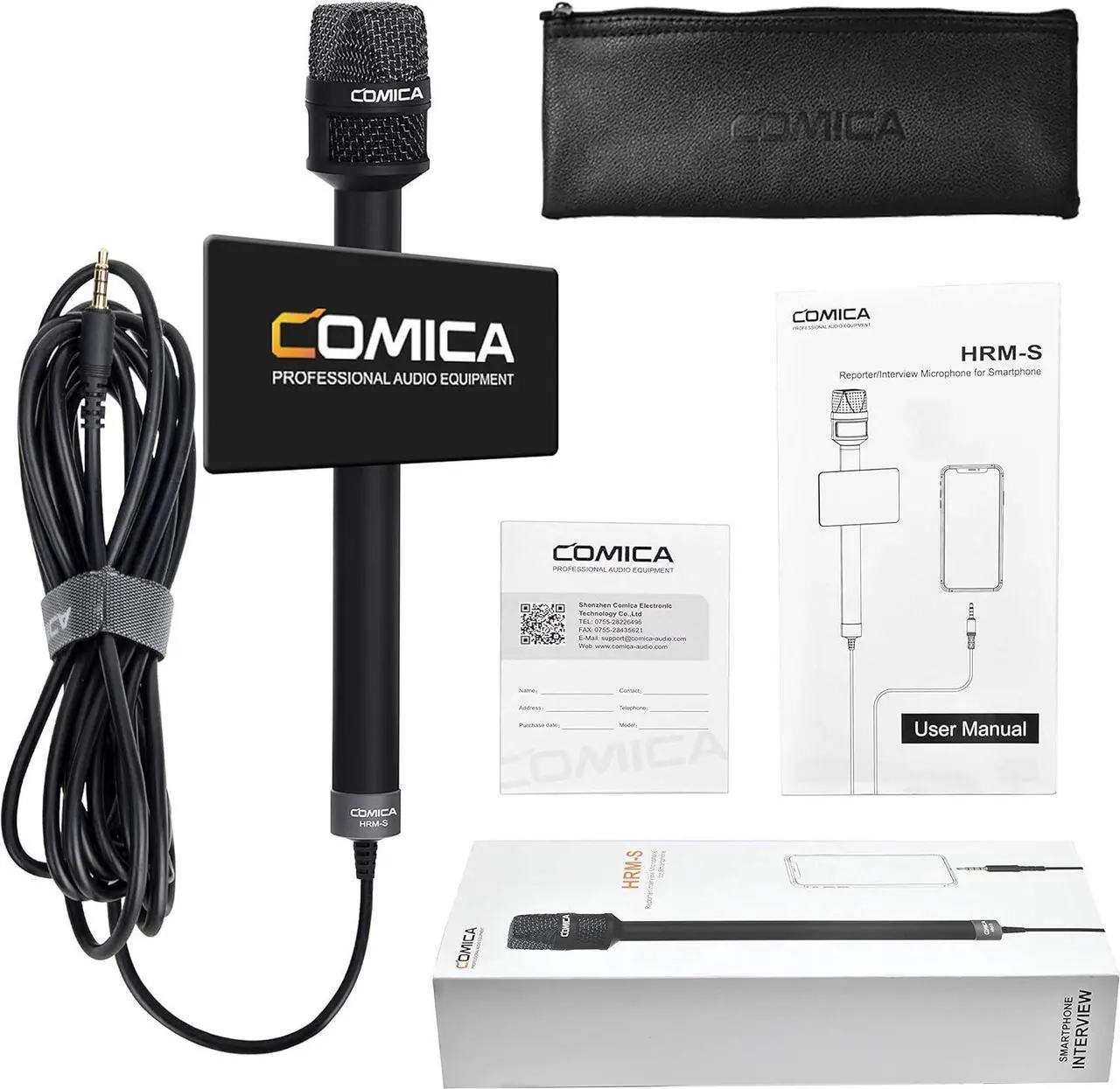 Alt view image 2 of 7 - Handheld Interview Microphone, HRM-S 3.5mm TRRS Cardioid Condenser Reporter Microphone for Recording, Speech, Stage, Vocal Mic for Smartphones Laptops and DSLR Cameras