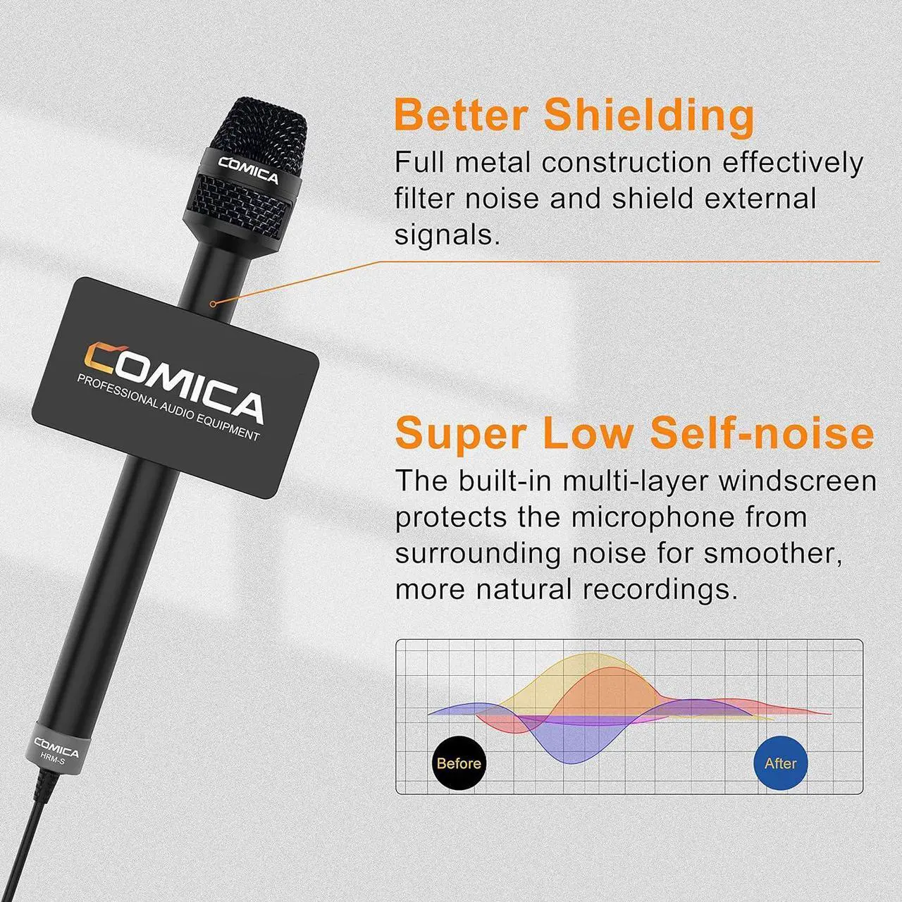 Alt view image 7 of 7 - Handheld Interview Microphone, HRM-S 3.5mm TRRS Cardioid Condenser Reporter Microphone for Recording, Speech, Stage, Vocal Mic for Smartphones Laptops and DSLR Cameras