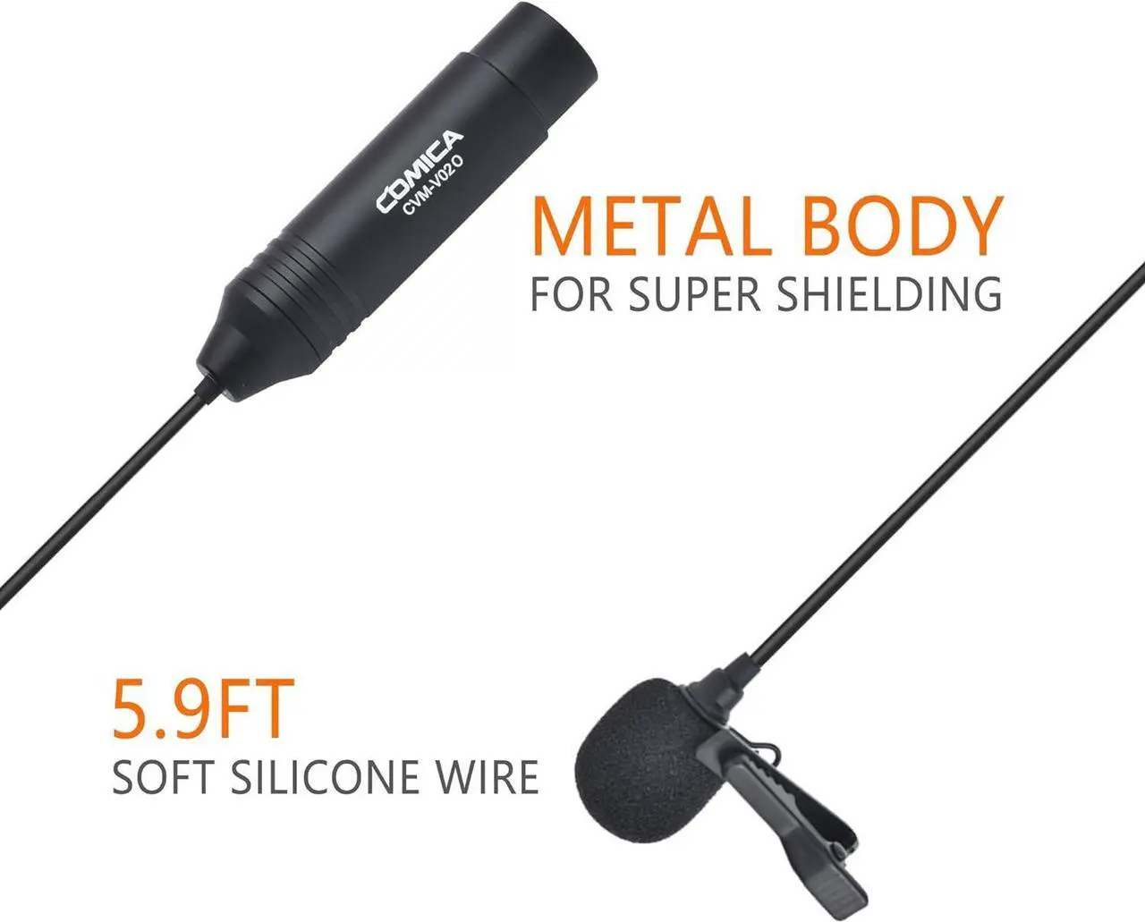 Alt view image 5 of 7 - XLR Lavalier Microphone, CVM-V02 Omni-Directional 3-pin Lapel Microphone for Canon Sony Panasonic Camcorders Zoom H4n H5 H6n Tascam DR-40 DR-60D DR-70D DR-100 Recorders(1.8meter 2 Pack)