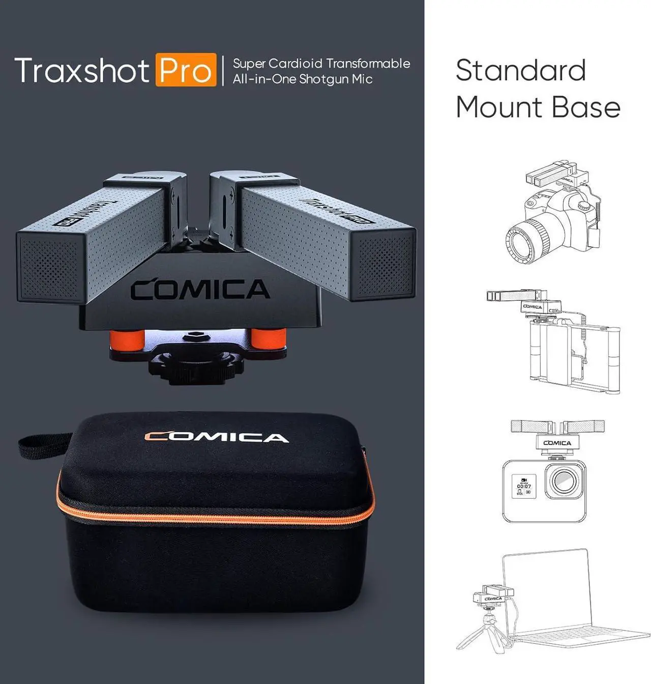 Alt view image 4 of 7 - Traxshot Pro Shotgun Microphone, 3 Pickup Modes, USB C Digital Output, All-in-One Video Microphone for Camera, iPhone, Android Phones, PC- Mic for Video Recording, Vlogging and Interviews