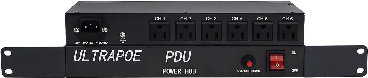Main image of 1U Disassembled Rack Mount Cable Management Panel,6 Outlet Horizontal 1U Rack Mount PDU Power Strip,120V/15A/50-60HZ,6ft Power Cord, for 19-Inch Rack or Cabinet