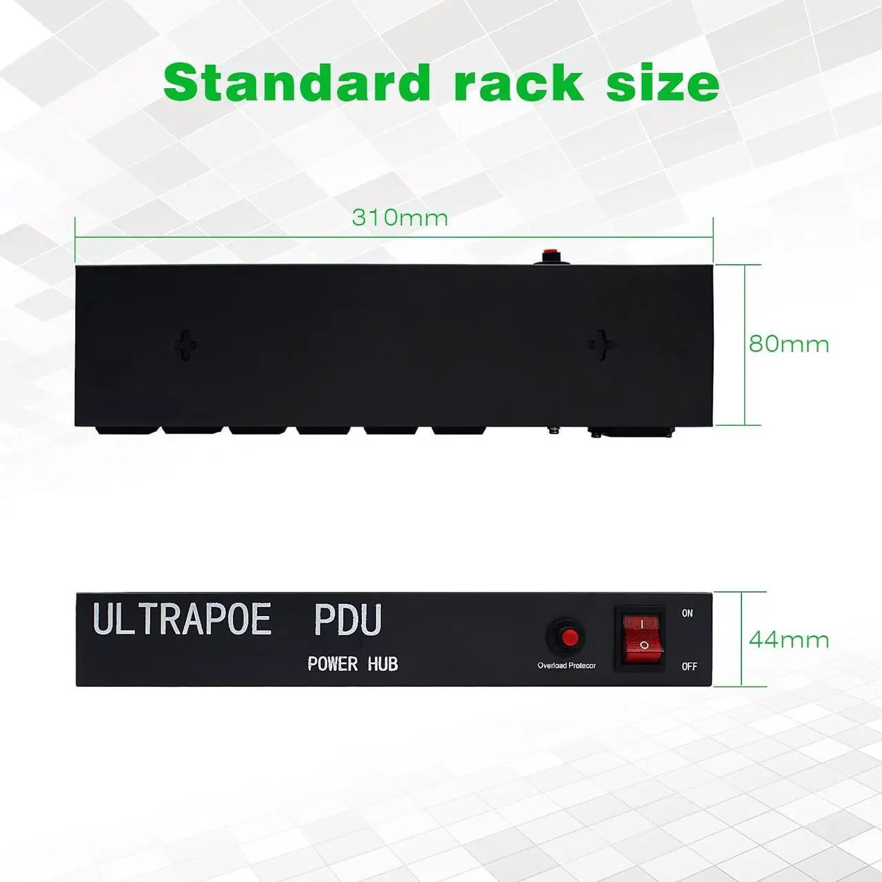 Alt view image 2 of 7 - 1U Disassembled Rack Mount Cable Management Panel,6 Outlet Horizontal 1U Rack Mount PDU Power Strip,120V/15A/50-60HZ,6ft Power Cord, for 19-Inch Rack or Cabinet