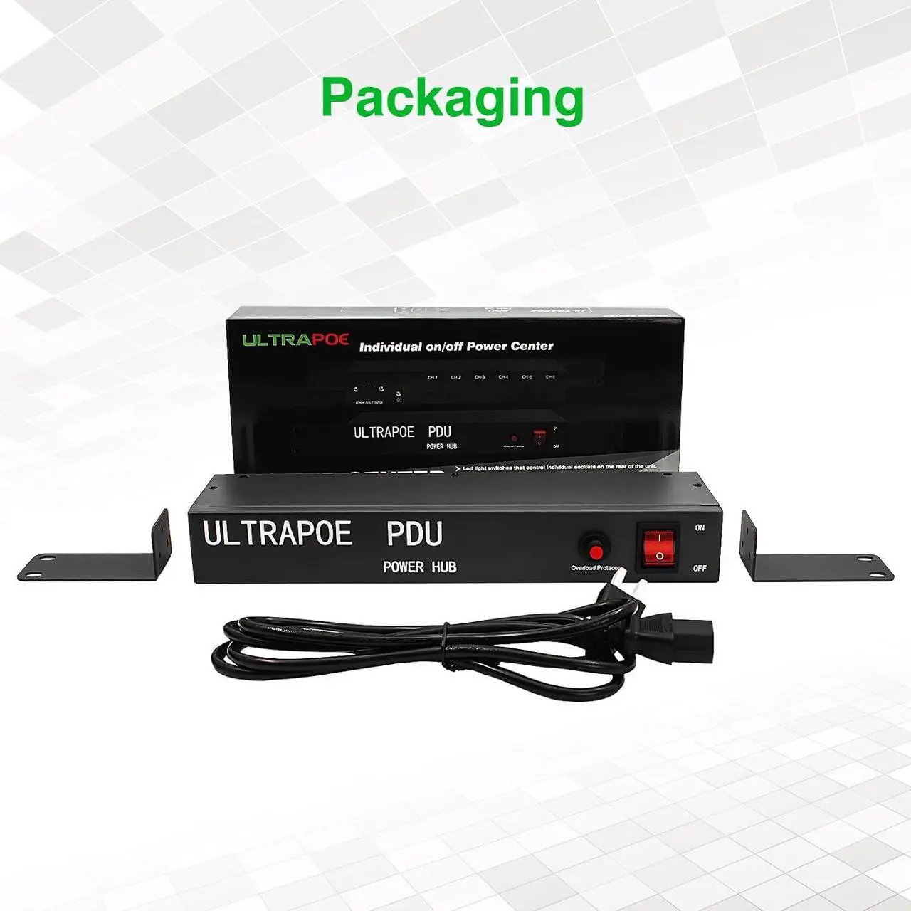 Alt view image 3 of 7 - 1U Disassembled Rack Mount Cable Management Panel,6 Outlet Horizontal 1U Rack Mount PDU Power Strip,120V/15A/50-60HZ,6ft Power Cord, for 19-Inch Rack or Cabinet