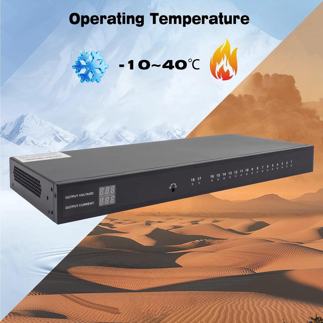 Alt view image 5 of 7 - 1U Rack Mount DC Distributed Power Box 18 Channel DC 12V 20 Amp Reset Fuse,4ft Replaceable AC Power Cord,for Security Cameras, DVRs, CCTV 12v 20a Power Supply