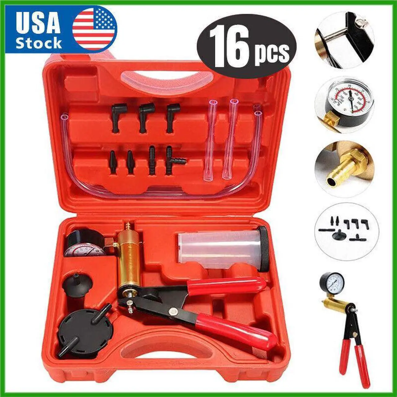 Main image of Hand Held Vacuum Pressure Pump Tester Set Brake Fluid Bleeder Bleeding Kit + Box