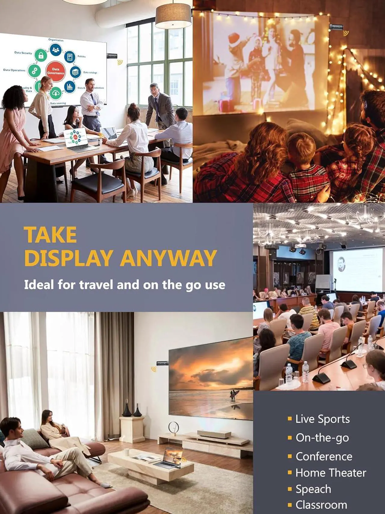 Alt view image 3 of 7 - Wireless HDMI Transmitter and Receiver, Foldable Antenna, Channel Adjustable, 1080P@60Hz, 5G Stream Video & Audio HDMI Extender for Laptop, Camera, TV Box to Monitor, Projector, TV - 165FT/50M
