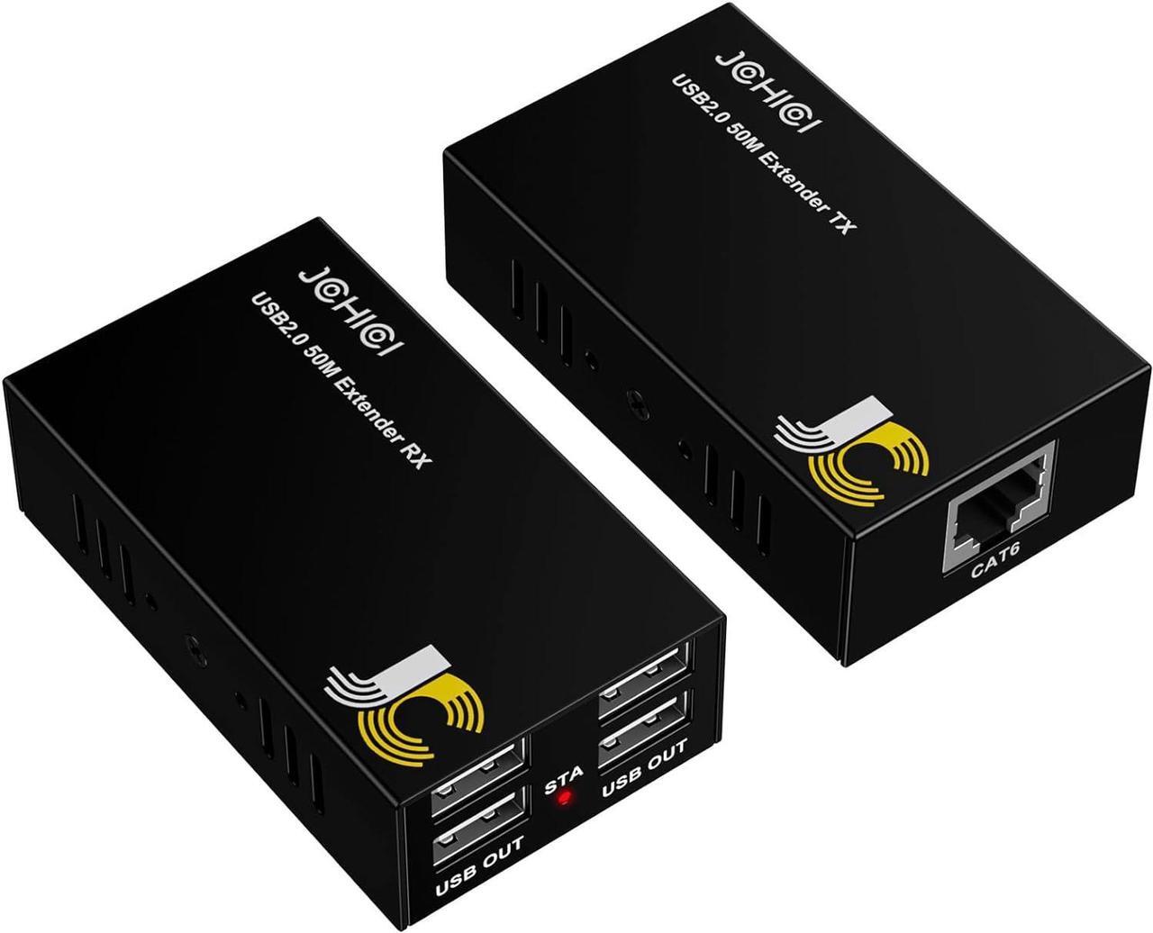 Main image of USB Extender Over Cat6/7 Up to165ft/50M, JCHICI 4 USB 2.0 Ports, Plug and Play, No Driver, POC, Keyboard and Mouse USB Over Ethernet