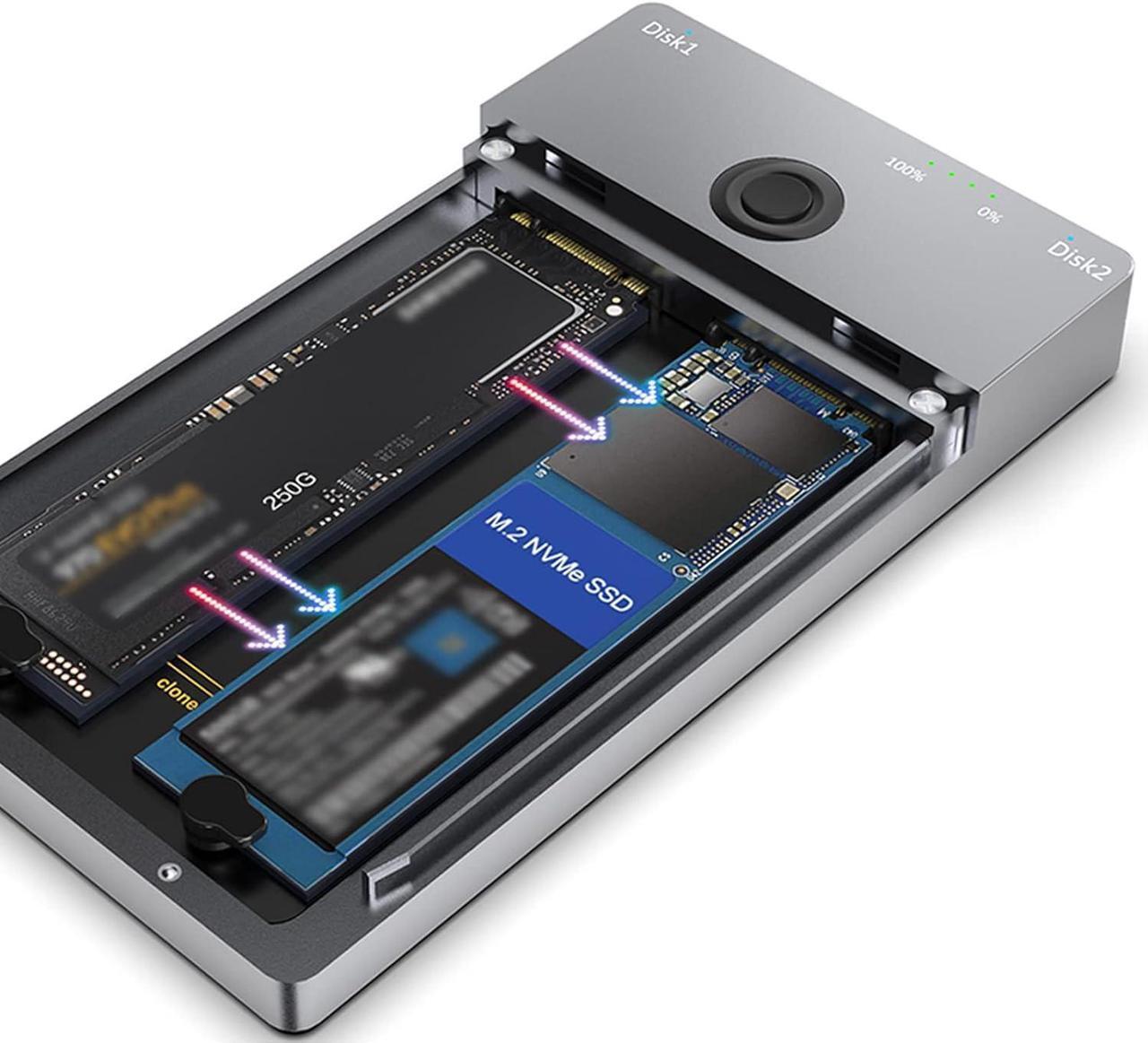Main image of NVMe M.2 Duplicator Dual-Bay Offline Clone 10Gbps USB C USB A to NVME Docking Station for M.2 SSD M Key Hard Drives Enclosure with NVME 2230 2242 2260 2280 Up to 8TB (Dual-Bay)