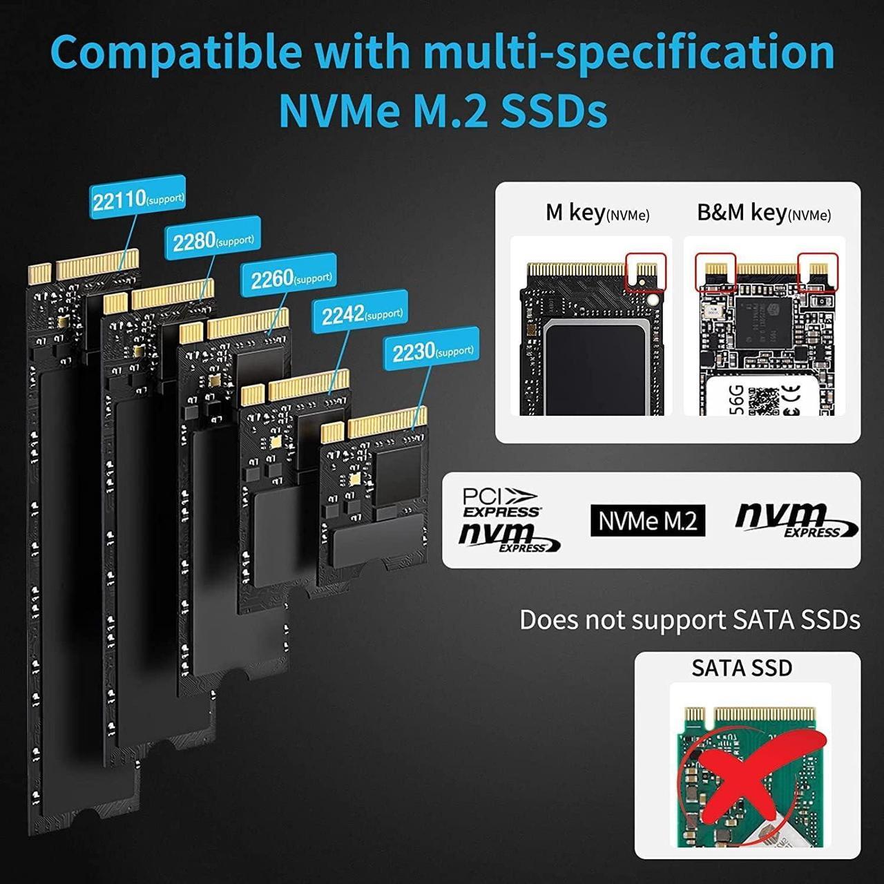 Alt view image 7 of 7 - NVMe M.2 Duplicator Dual-Bay Offline Clone 10Gbps USB C USB A to NVME Docking Station for M.2 SSD M Key Hard Drives Enclosure with NVME 2230 2242 2260 2280 Up to 8TB (Dual-Bay)