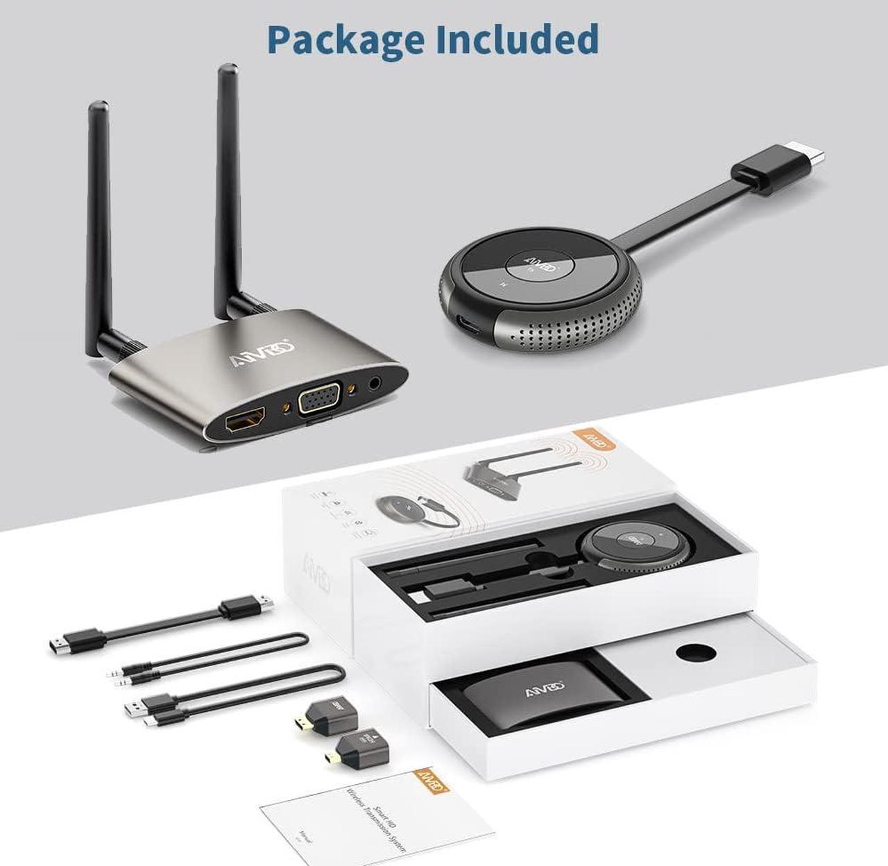 Alt view image 2 of 7 - HDMI Wireless Transmitter and Receiver 4K, Dual Screens HDMI & VGA Live Casting 5G Video/Audio for Laptop, Cable Box, Camera, Blu-ray, Phone, Netfix to Monitor, Projector, HDTV 165FT/50M