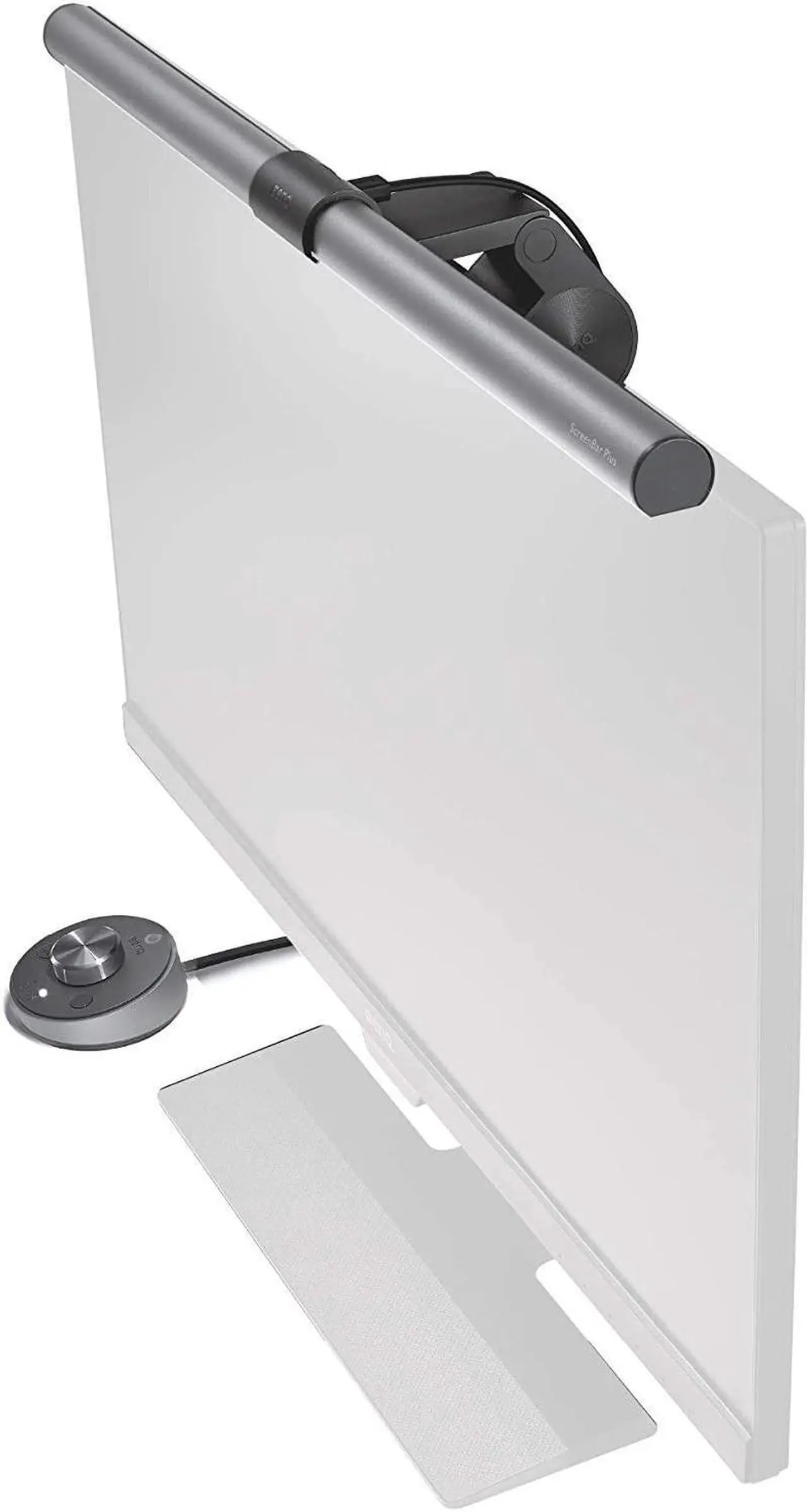 Alt view image 2 of 7 - BenQ ScreenBar Plus e-Reading LED Computer Monitor Light Lamp with Desktop Dial Auto-Dimming and Hue Adjustment No Screen Glare Space Saving USB Powered Matte Silver