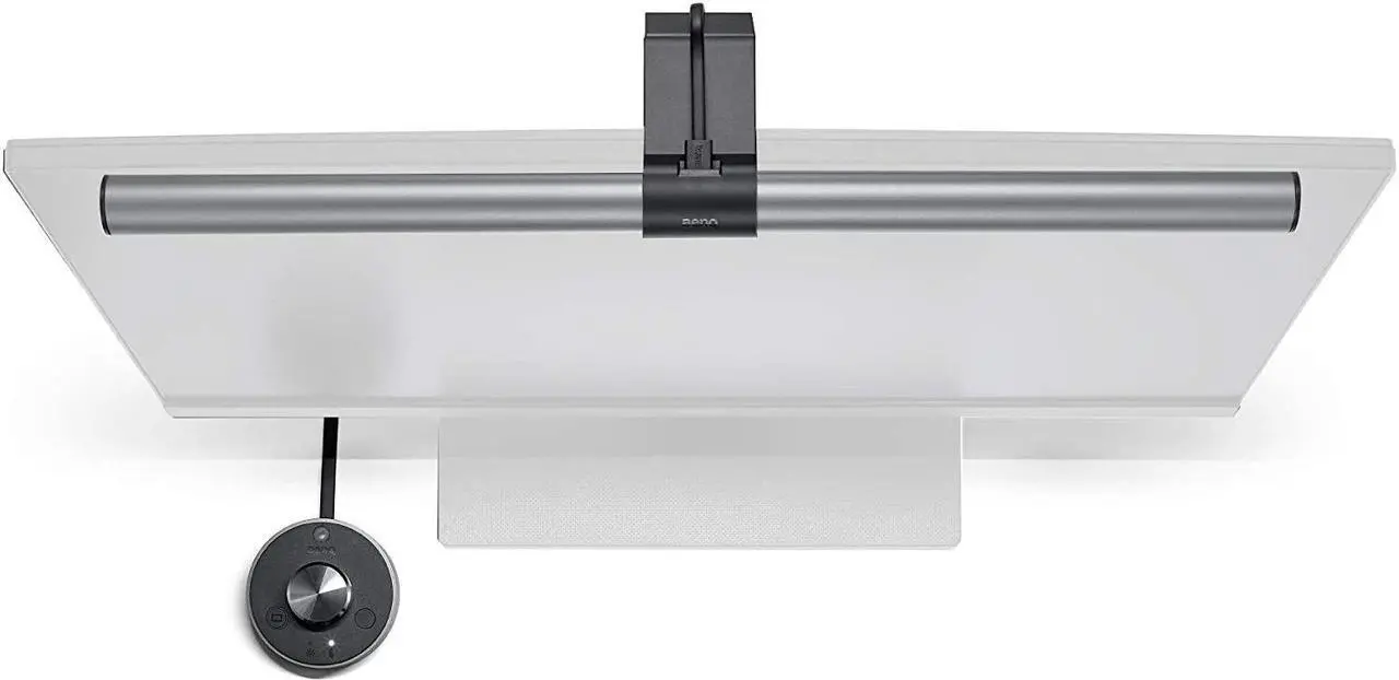 Alt view image 4 of 7 - BenQ ScreenBar Plus e-Reading LED Computer Monitor Light Lamp with Desktop Dial Auto-Dimming and Hue Adjustment No Screen Glare Space Saving USB Powered Matte Silver