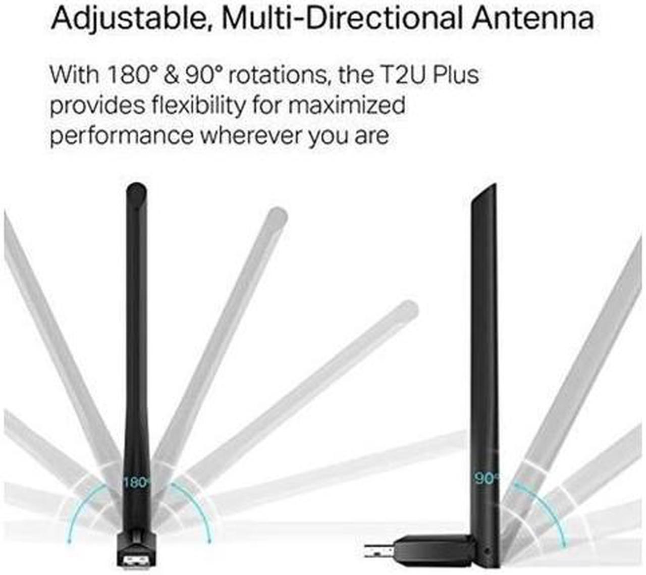Alt view image 3 of 6 - TP-Link AC600 USB WiFi Adapter for PC (Archer T2U Plus)- Wireless Network Adapter for Desktop with 2.4GHz, 5GHz High Gain Dual Band 5dBi Antenna, Supports Win10/8.1/8/7/XP, Mac OS 10.9-10.14