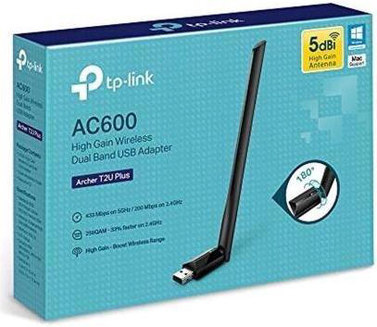 Alt view image 6 of 6 - TP-Link AC600 USB WiFi Adapter for PC (Archer T2U Plus)- Wireless Network Adapter for Desktop with 2.4GHz, 5GHz High Gain Dual Band 5dBi Antenna, Supports Win10/8.1/8/7/XP, Mac OS 10.9-10.14