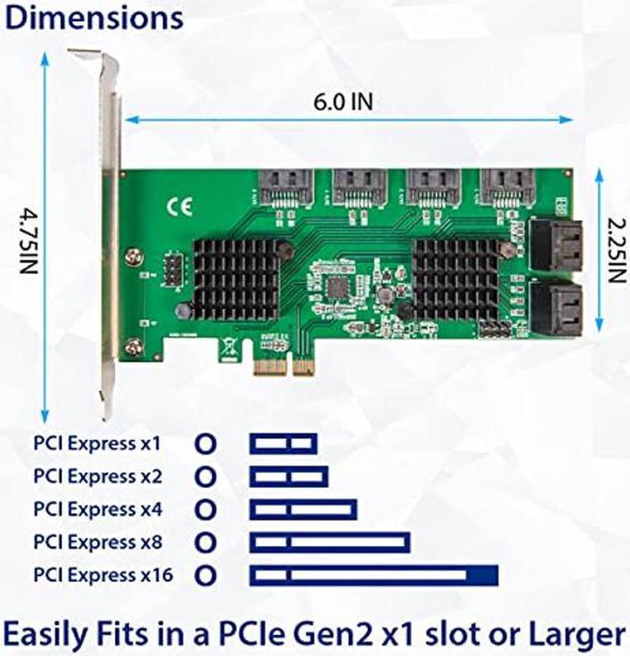 Alt view image 4 of 5 - Syba 8 Port SATA III to PCIe 3.0 x1 Non-RAID Expansion Card Dual ASM1064 Low Profile Bracket,SD-PEX40163
