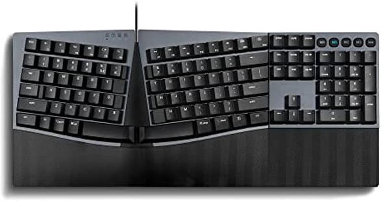 Perixx PERIBOARD-535BR Wired Ergonomic Mechanical Split Keyboard - Low-Profile Brown Tactile Switches - Programmable Feature with Macro Keys - Compatible with Windows and Mac OS X - US English