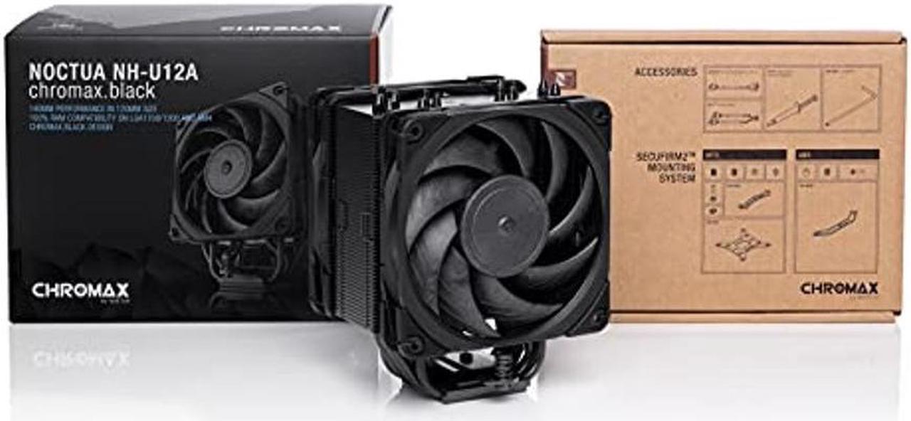 Alt view image 4 of 5 - Noctua NH-U12A chromax.Black, 120mm Single-Tower CPU Cooler (Black)